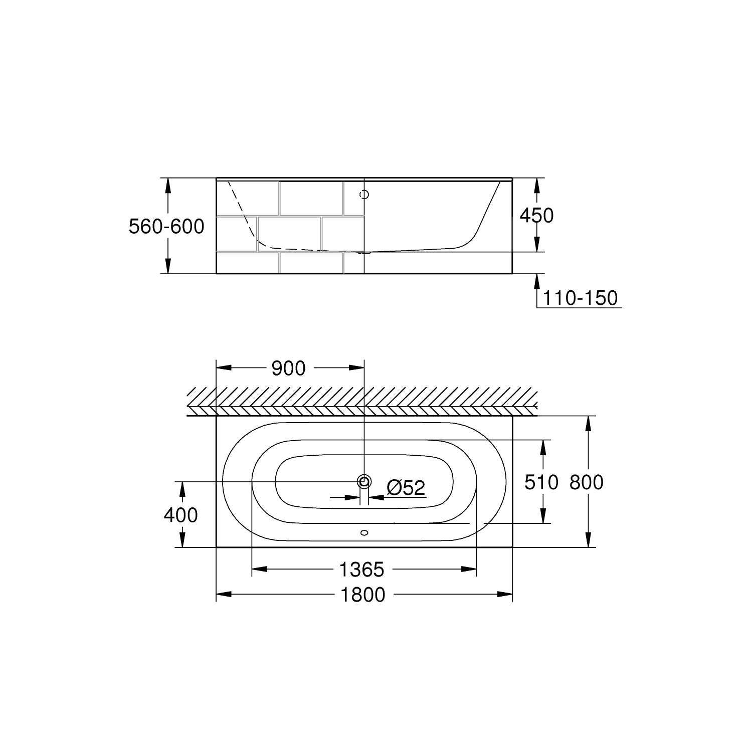 Grohe Essence Indbygget Badekar