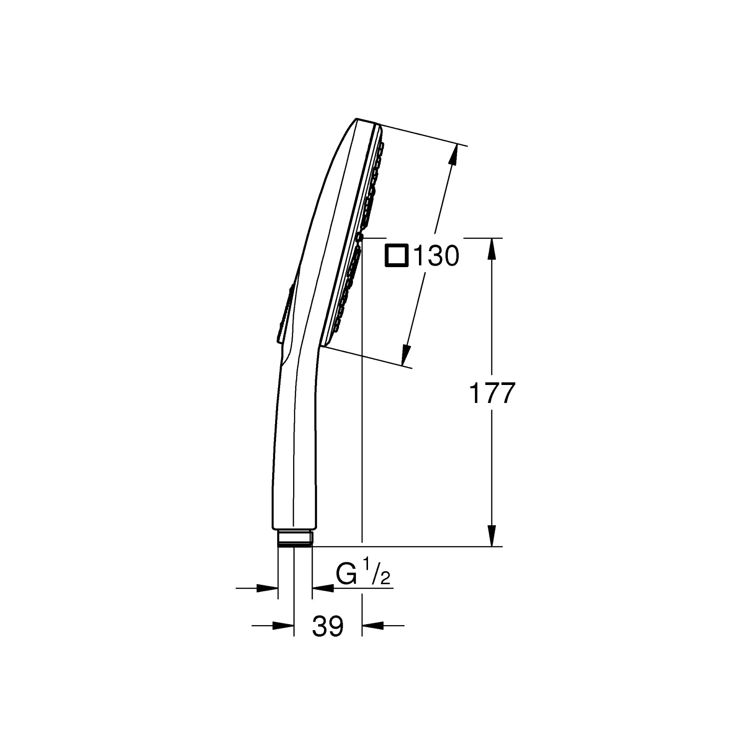 Grohe Rainshower Smartactive 130 Cube håndbruser, 3 sprays, Chrome, 7,0L/min
