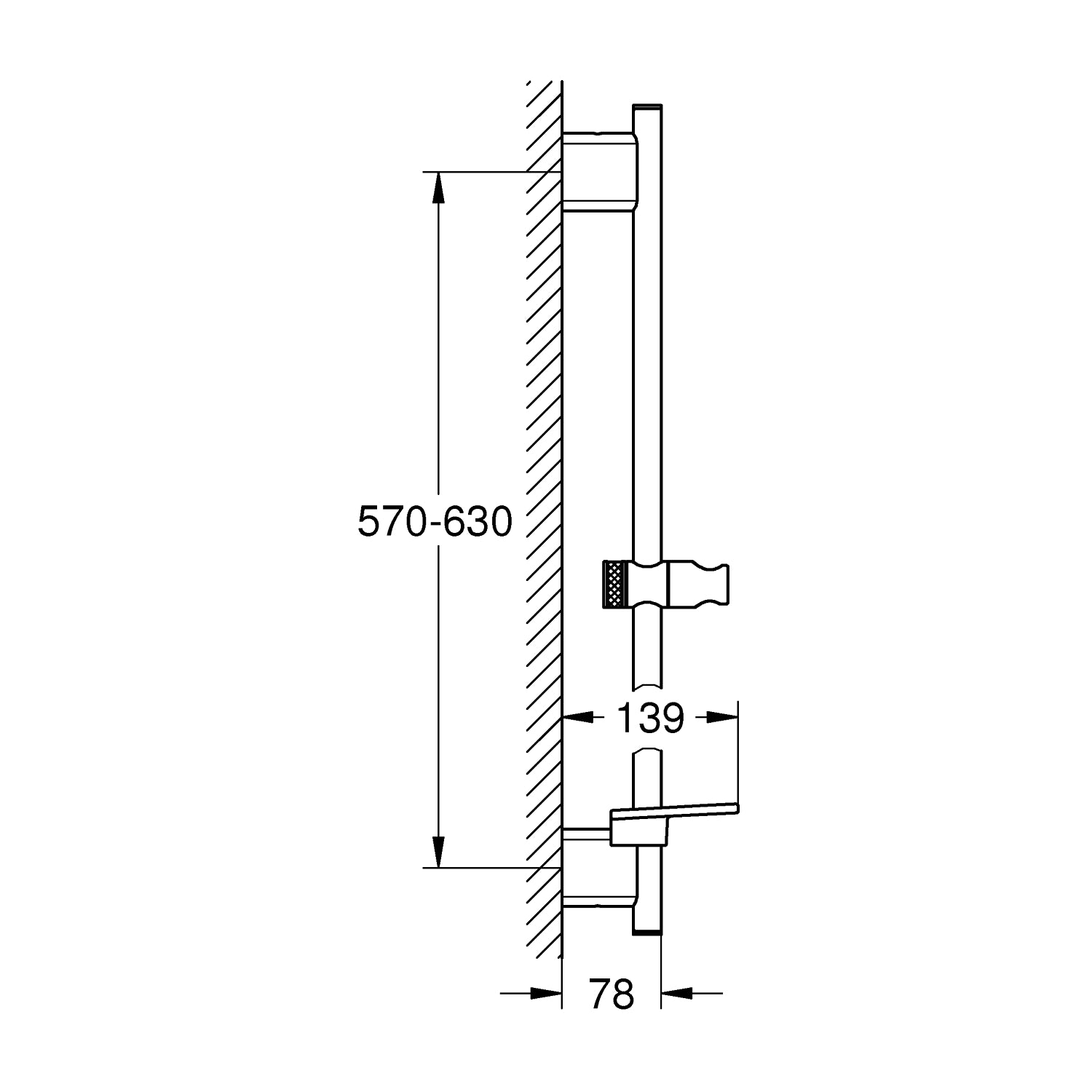 Rainshower SmartActive, Brusestang, 600 mm