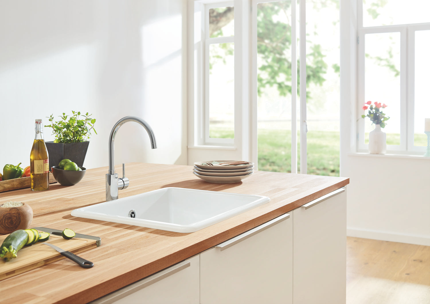 Grohe Concetto, etgrebs-køkkenbatteri, højt udløb, Grohe Zero