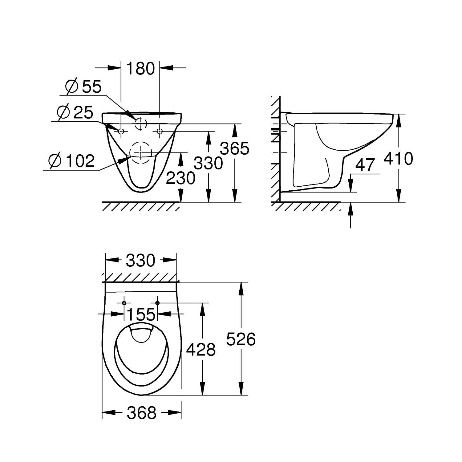 GROHE Bau Ceramic Væghængt WC