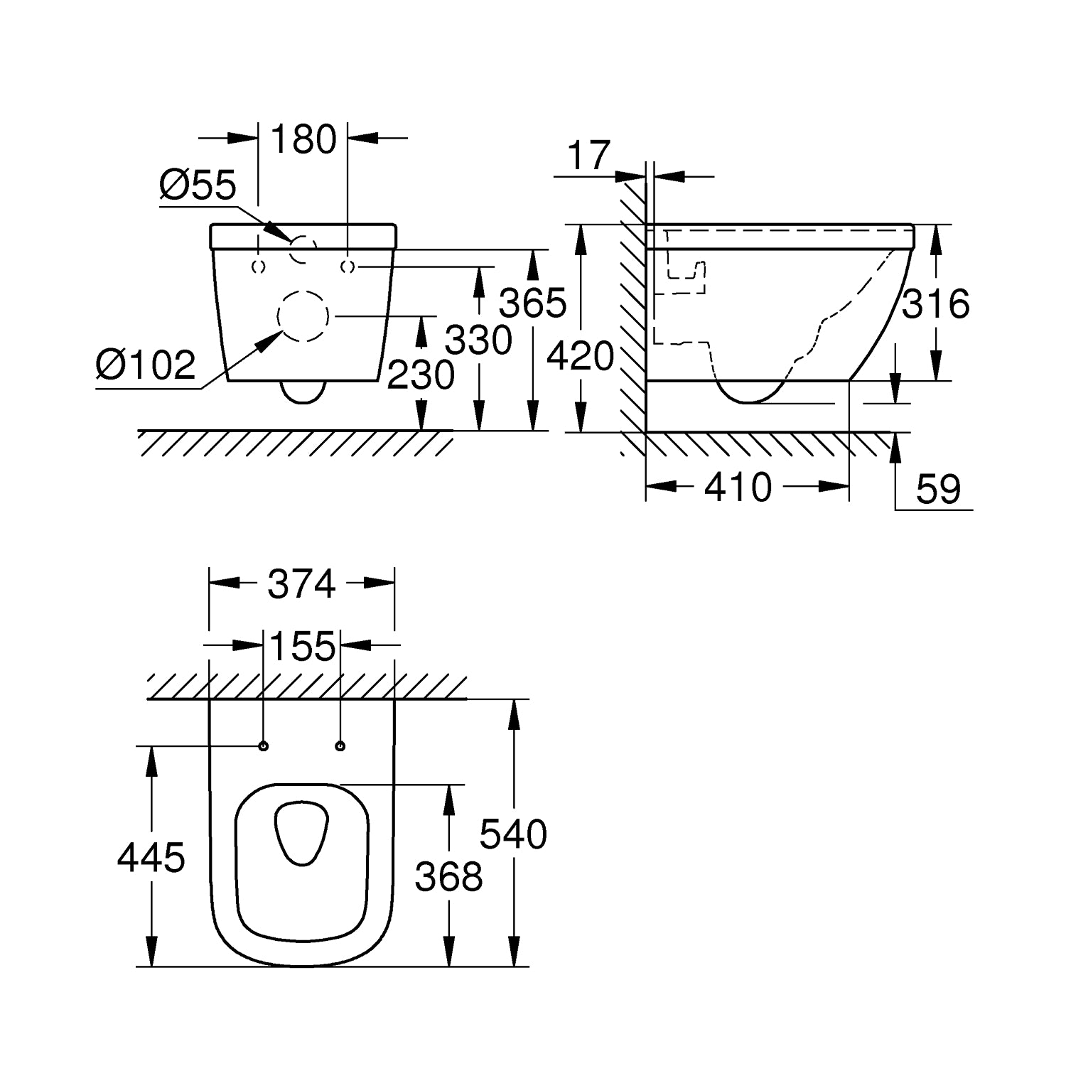 GROHE Euro Ceramic Væghængt WC