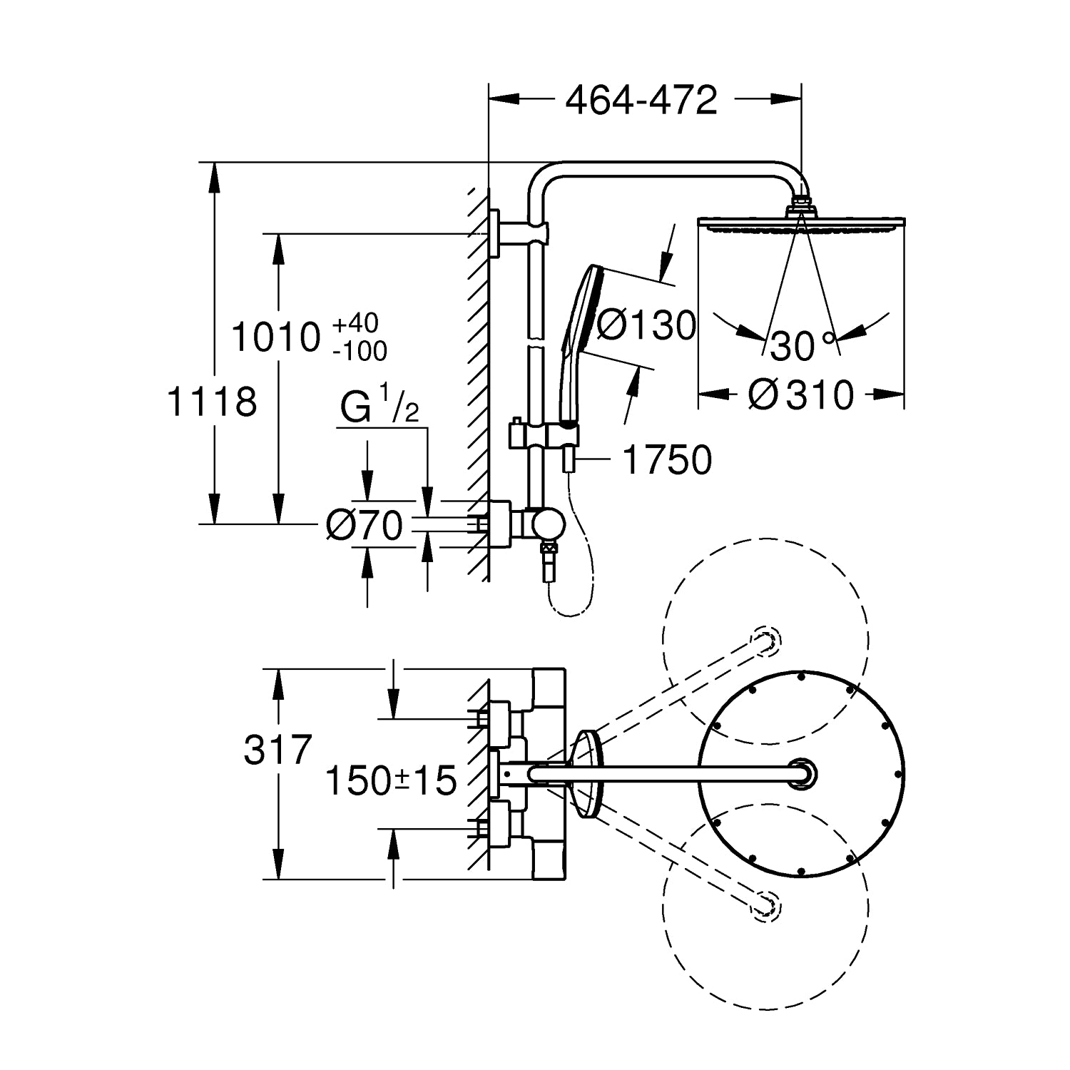 Grohe Rainshower SmartAct.310 BruseSystem med termostat
