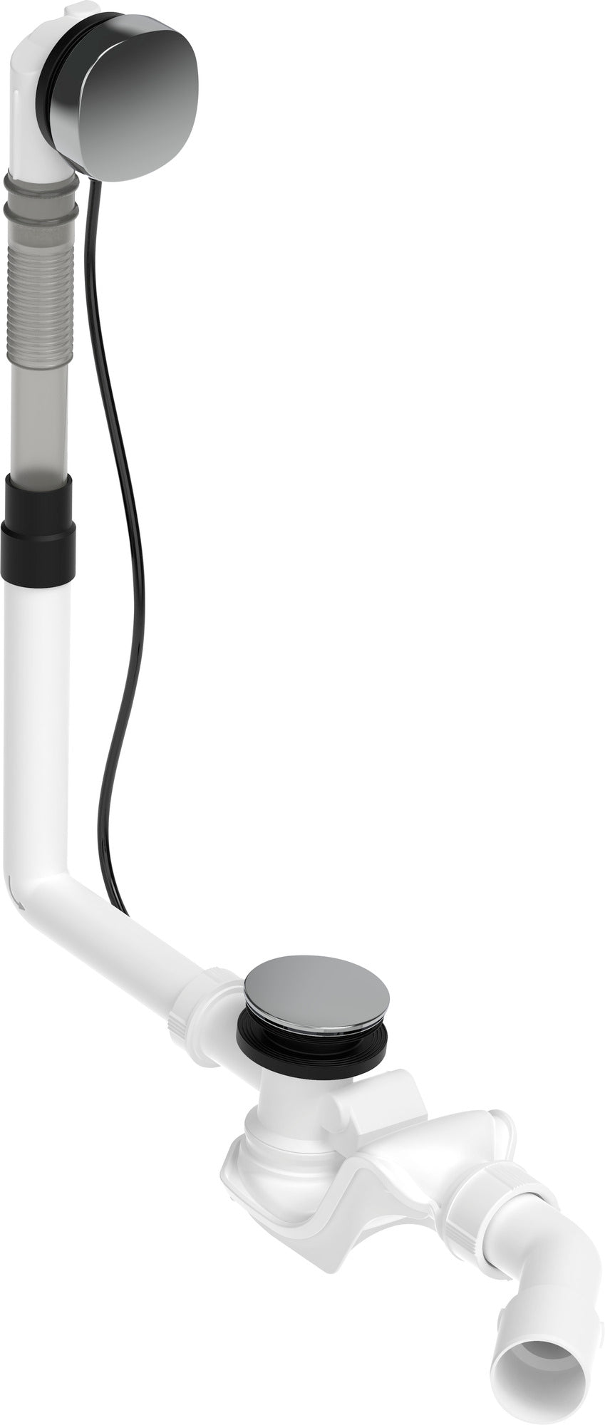 Duravit af- & overløbssæt Quadroval, krom, afløb siden l:530mm