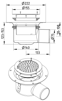 BLÜCHER 75 mm afløbsskål til vinyl, uden studs, vandret