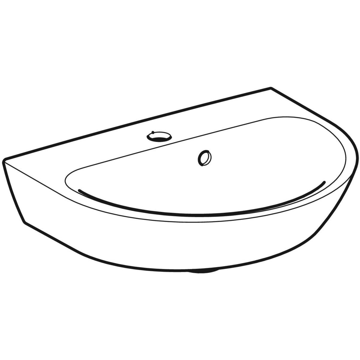 GEBERIT håndvask 500x400x173mm hh midt m/overl porcelæn white