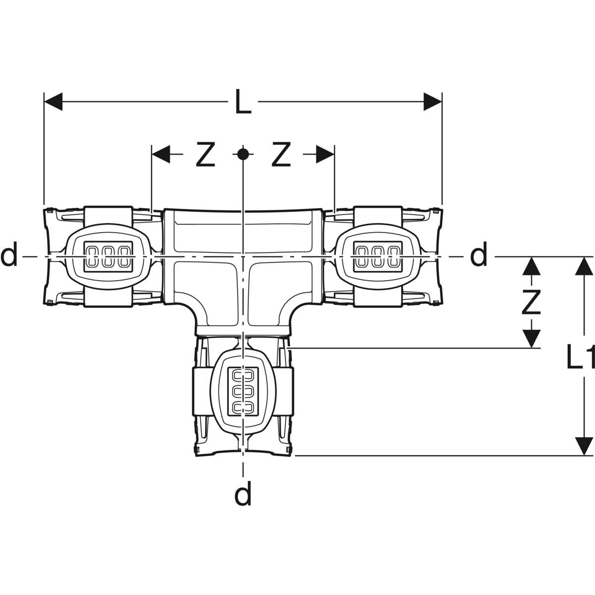 FLOWFIT tee 25 mm PPSU sort
