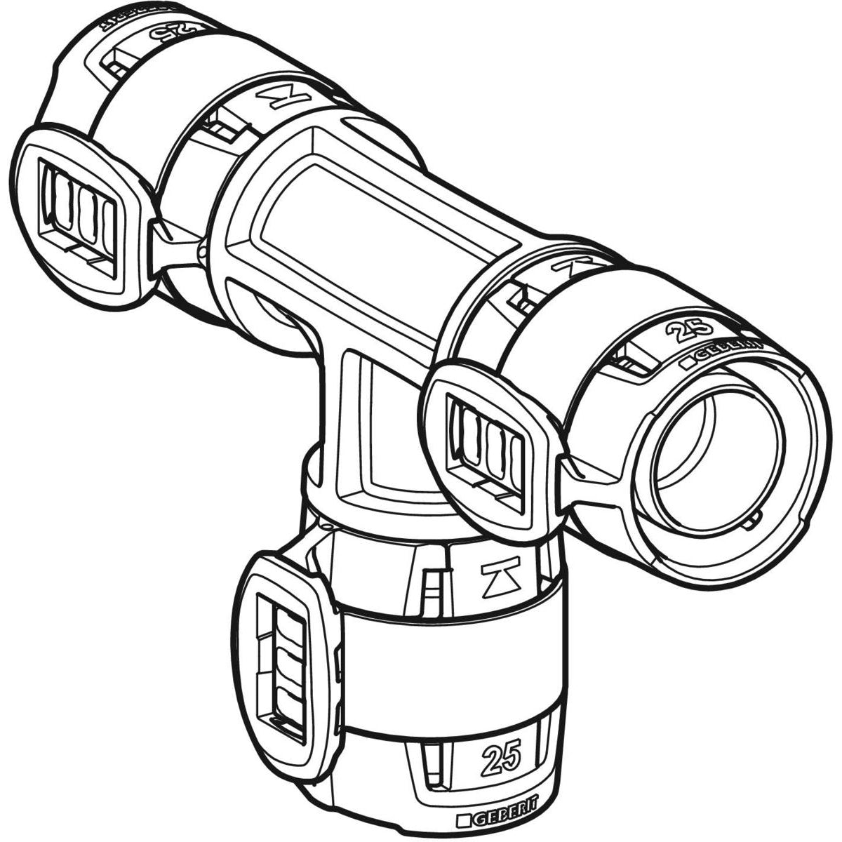 FLOWFIT tee 25 mm PPSU sort