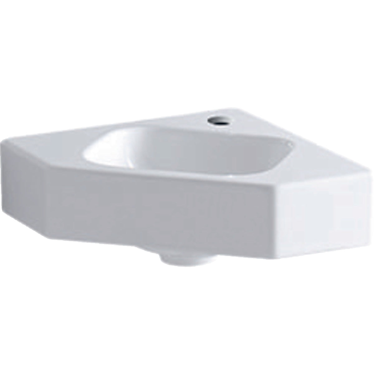 GEBERIT hjørnehåndvask 460x330x130mm hh midt u/overl porcelæn
