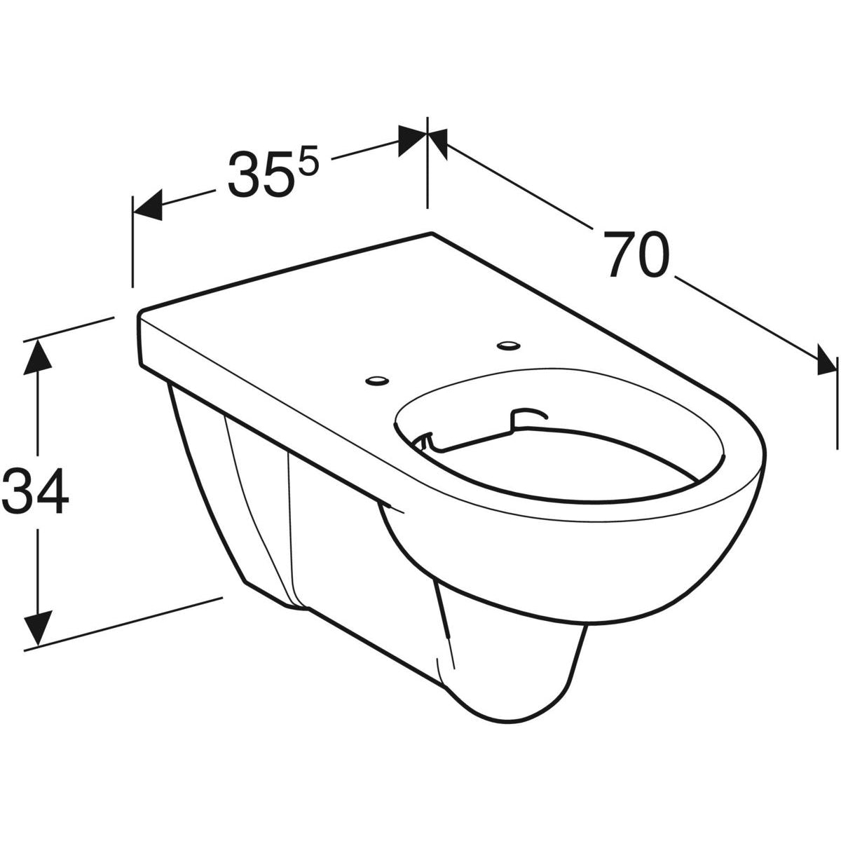 GEBERIT hængetoiletskål 355x700x340mm t/indb.cist Rimfree porcel