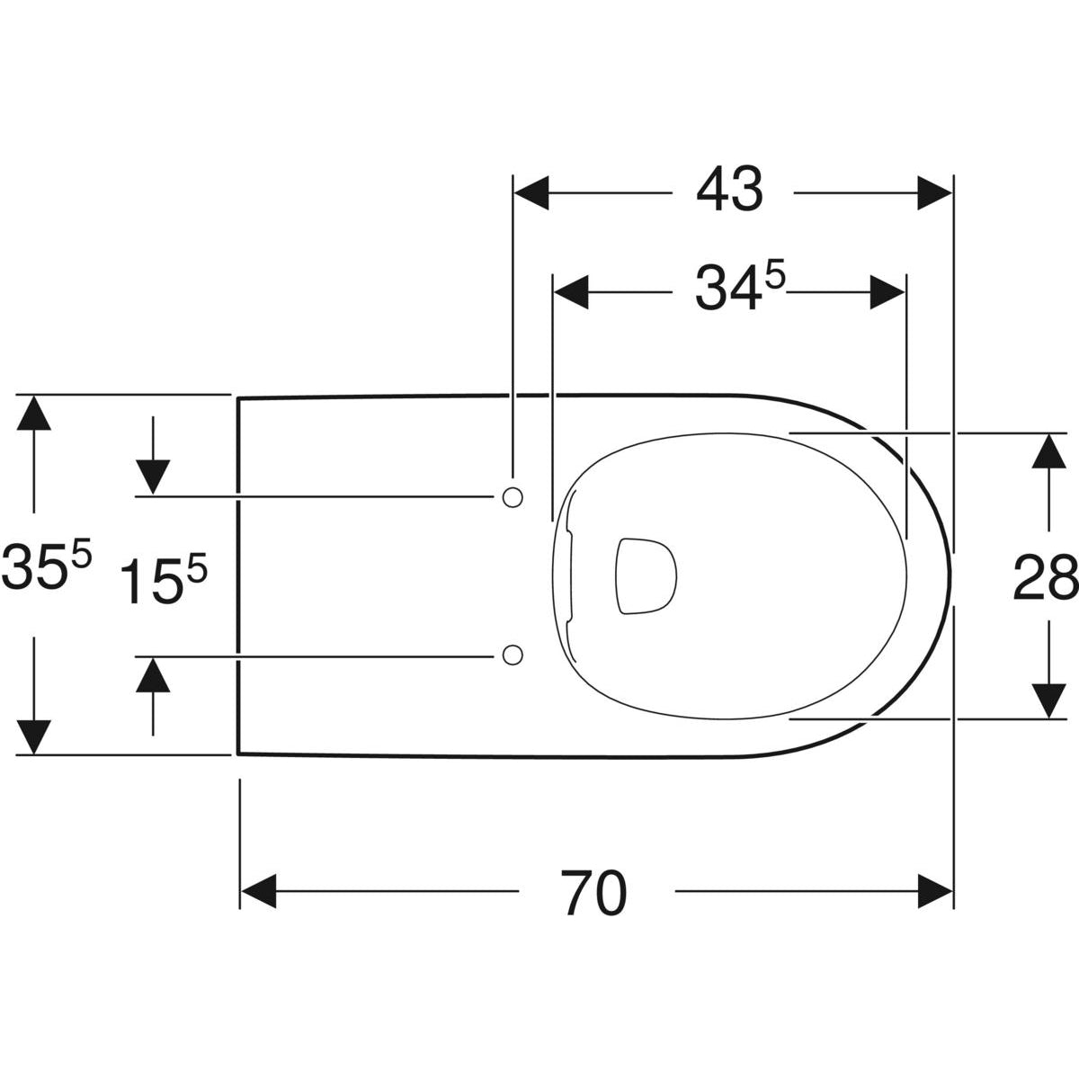 GEBERIT hængetoiletskål 355x700x340mm t/indb.cist Rimfree porcel
