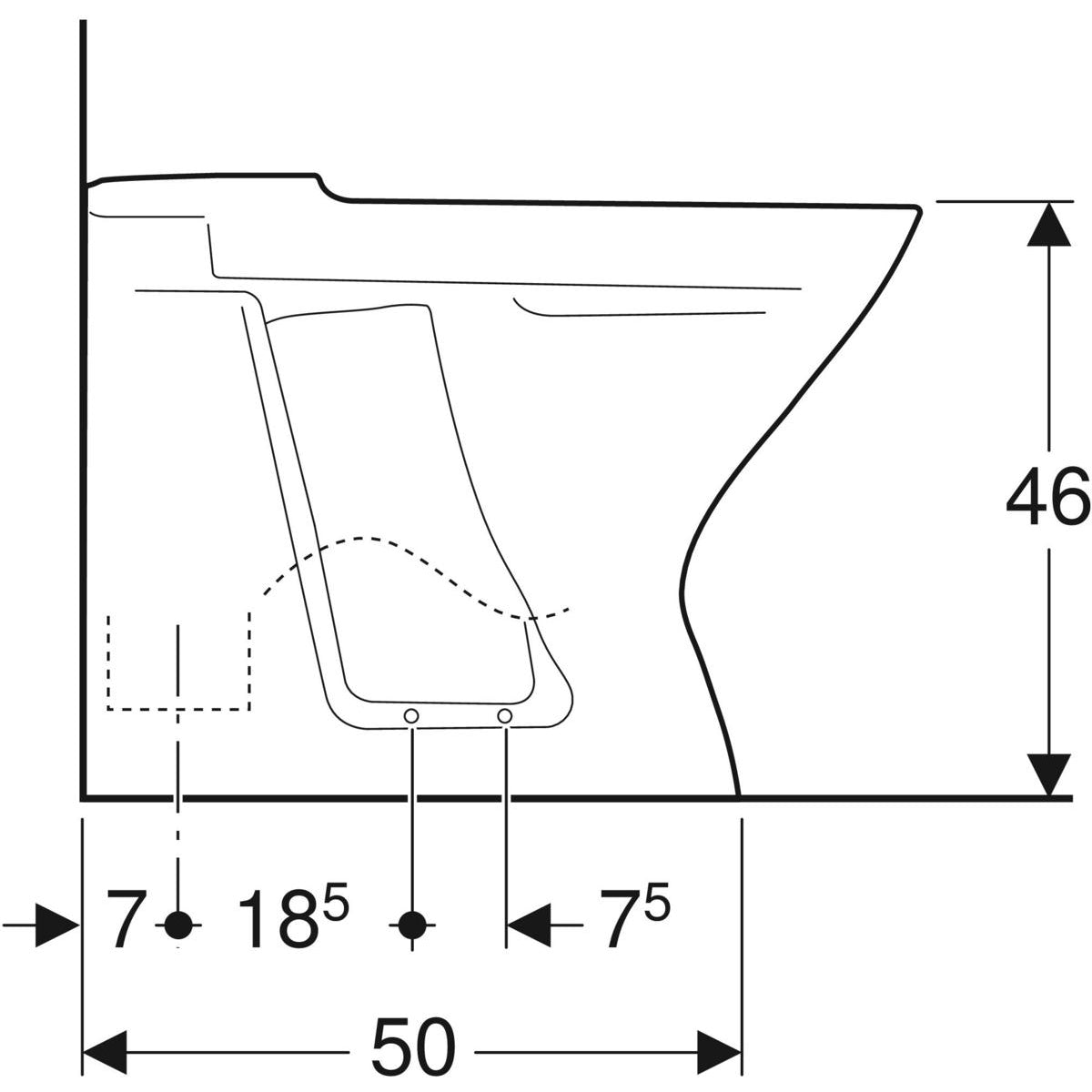 IFÖ toiletskål 650x355x480mm skjult S-lås/høj porcelæn IföClean