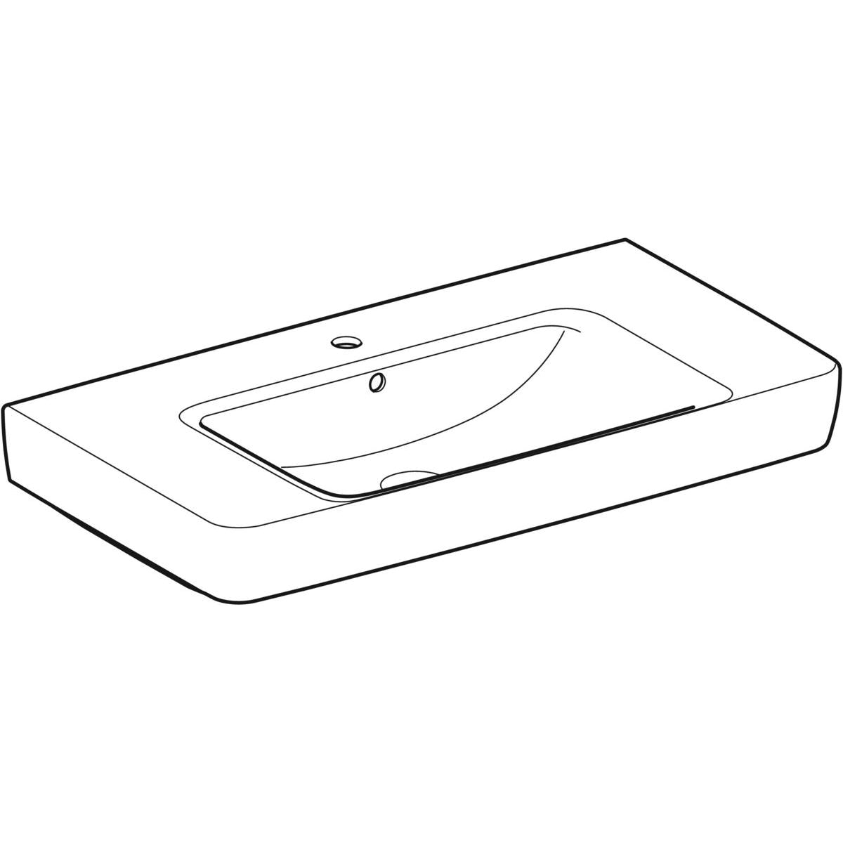 GEBERIT håndvask 900x480x185mm hh midt m/overl m/fralægningsplad