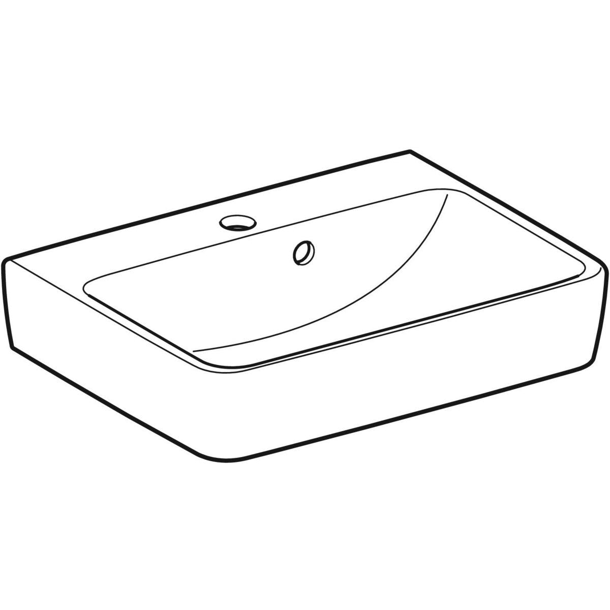 GEBERIT håndvask 500x380x165mm hh midt m/overl porcelæn white