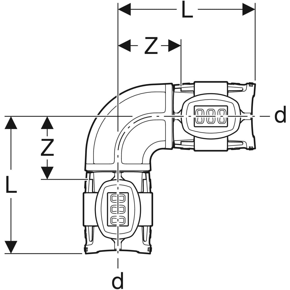 FLOWFIT bøjning 90° 75mm PPSU sort