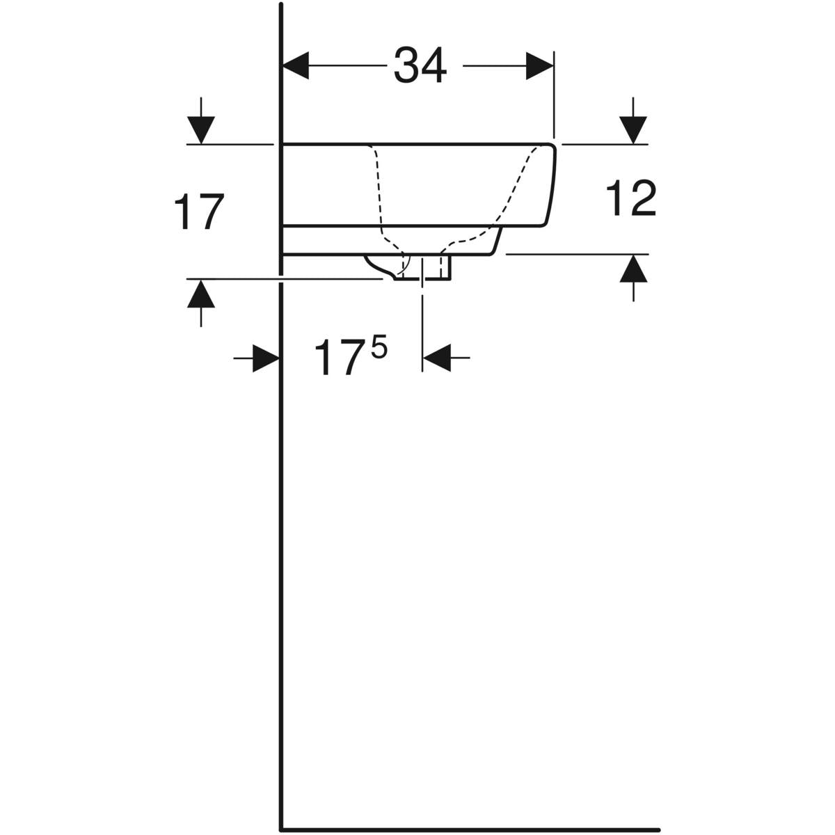 GEBERIT håndvask 450x340x170mm u/hh m/overl porcelæn KeraTect w