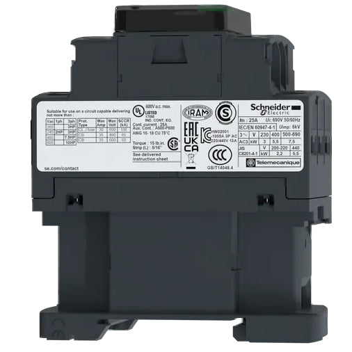 Kontaktor 400V 12A 3-polet + 1 slutte + 1 bryde