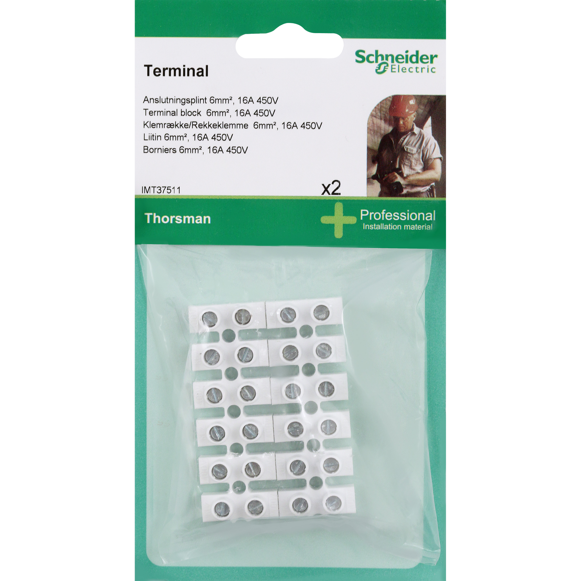 BLIST KLEMRÆKKE 2X6 POL 4MM NATUR