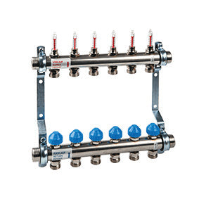 WATTS manifold 1", flowmeter, endesæt og beslag, 6 kredse