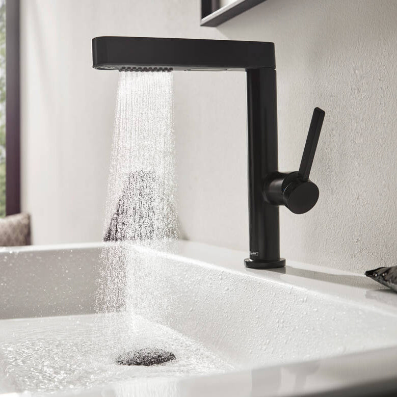 Hansgrohe Finoris håndvaskarmatur 191mm m/udtræksbruser & push-open BV, mat sort