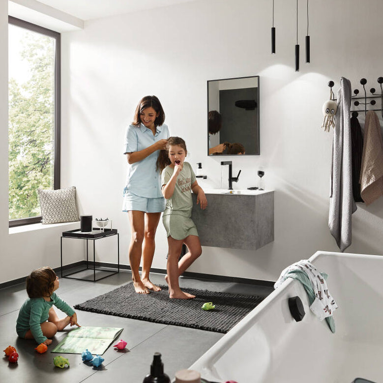 Hansgrohe Finoris håndvaskarmatur 191mm m/udtræksbruser & push-open BV, mat sort