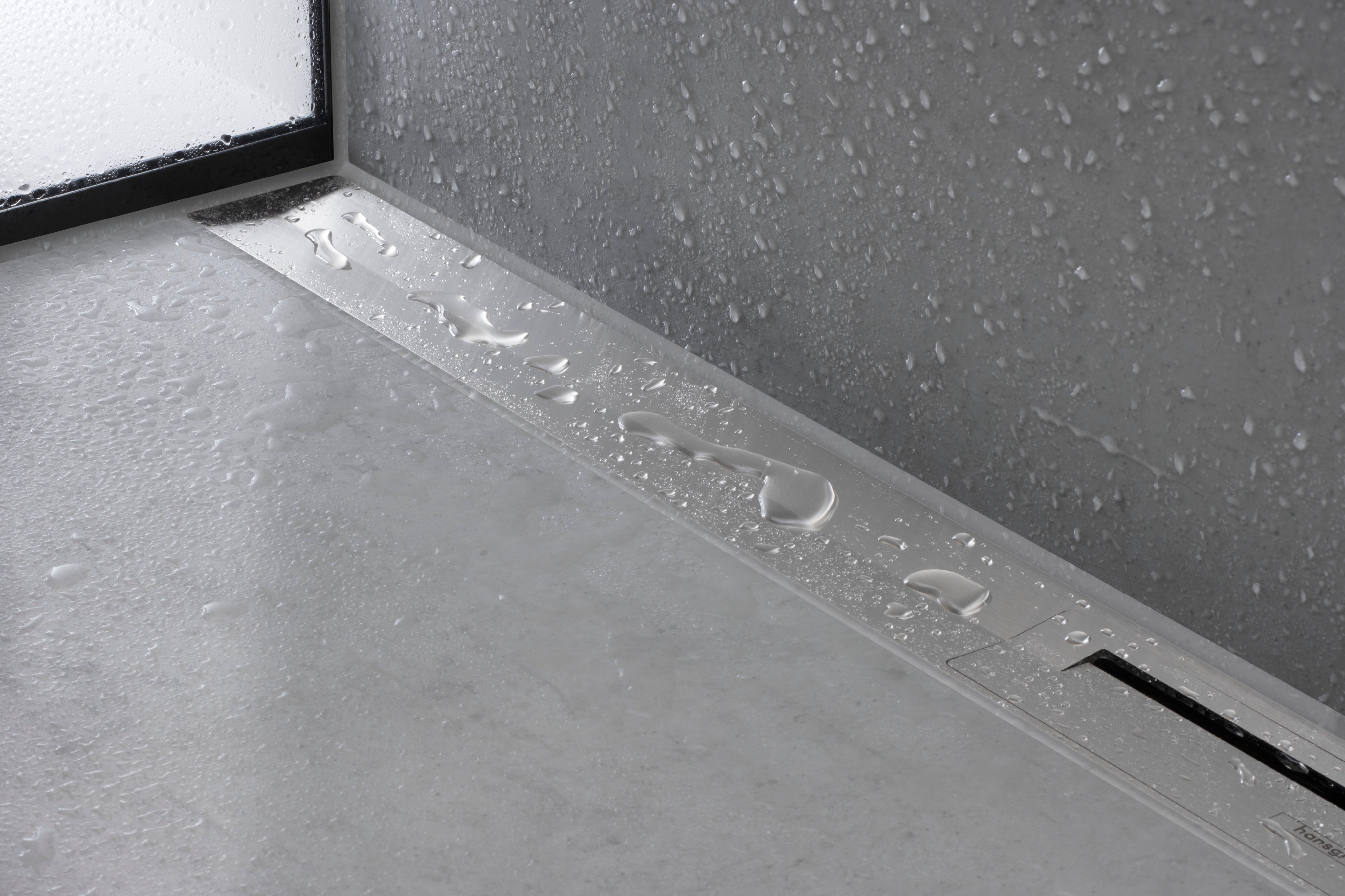 Hansgrohe RainDrain Flex afløbsrende 900mm kappesæt vægmont/kan afkortes, børstet rustfrit stål