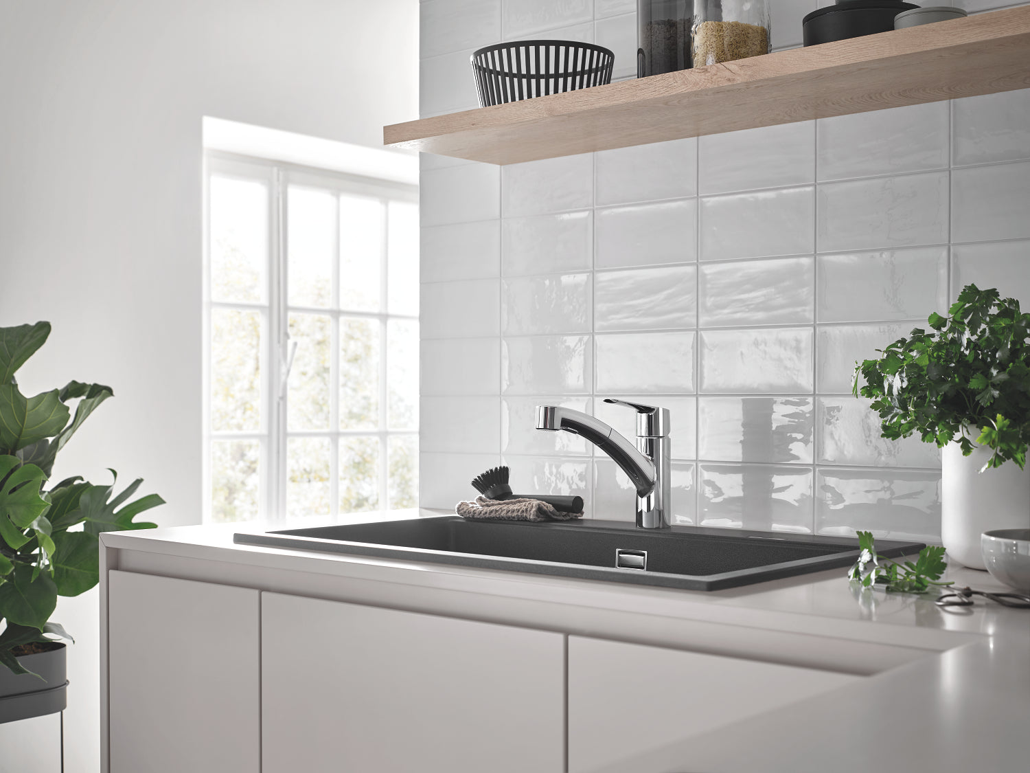 GROHE etgrebsbatteri 3/8/227mm tud 1hul t/kv m/udtr.br messing f