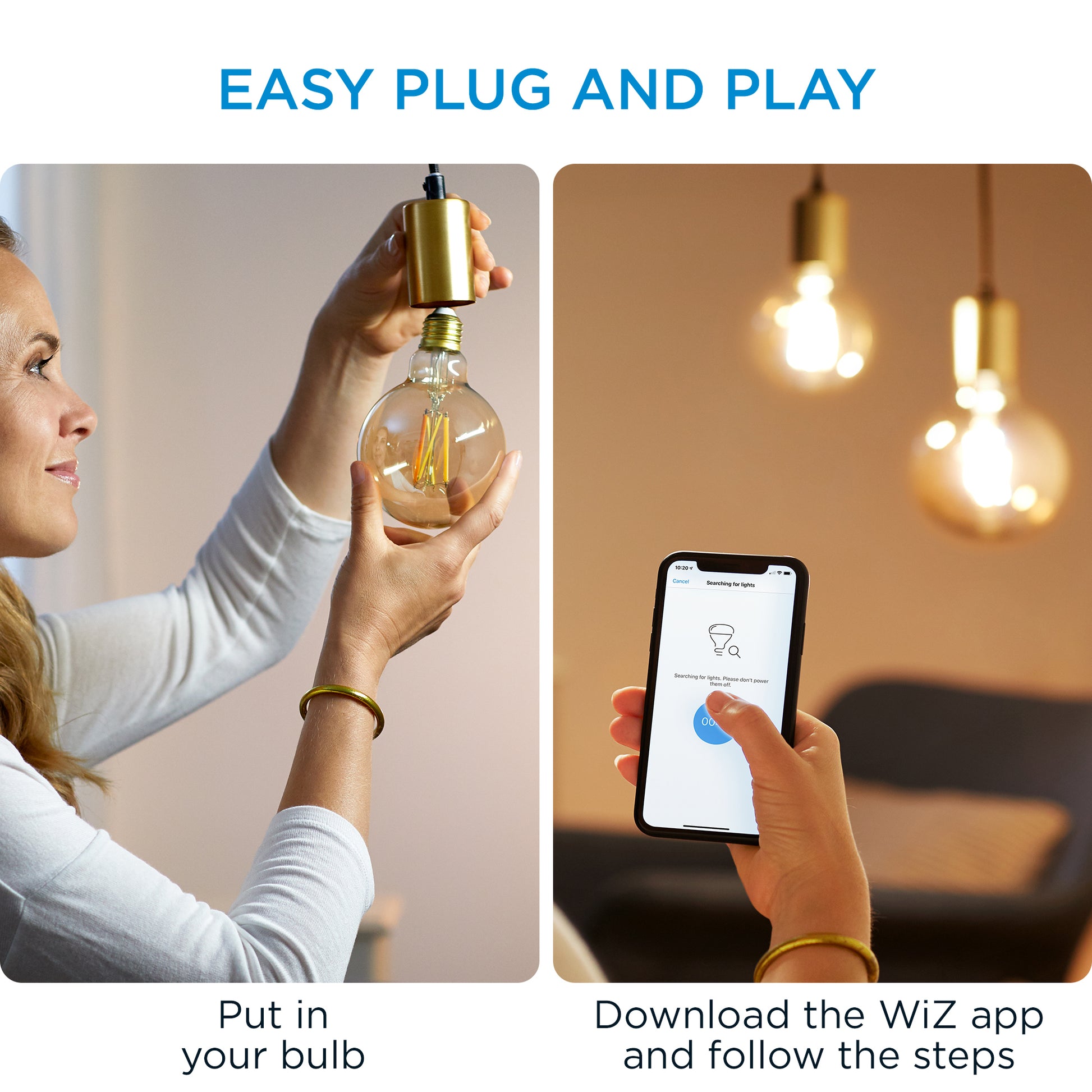 WiZ LED Standard Tunable White 6,7W (50W) E27 G125 920-950 Filament Guld Dæmpbar