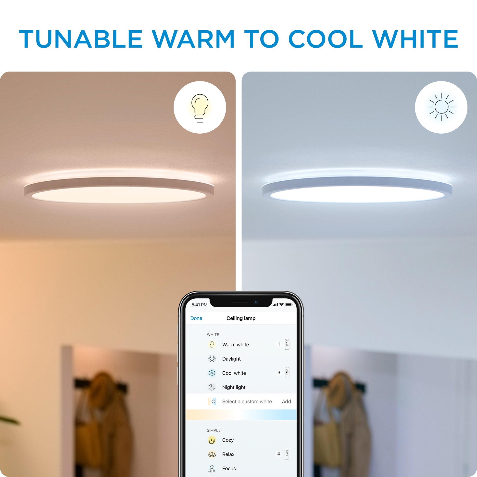 WiZ Superslim plafond - varm til kold - hvid/Ø24