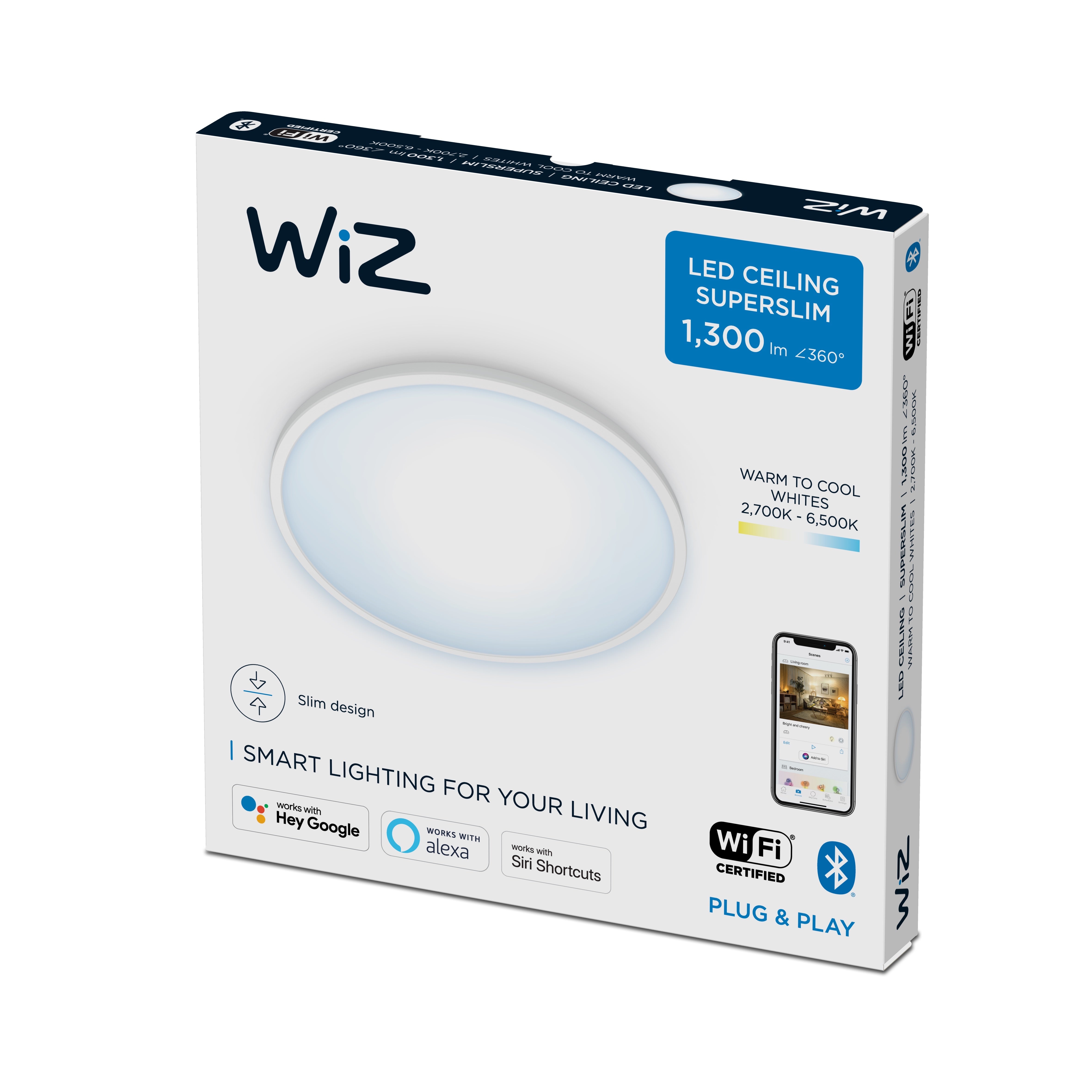 WiZ Superslim plafond - varm til kold - hvid/Ø24