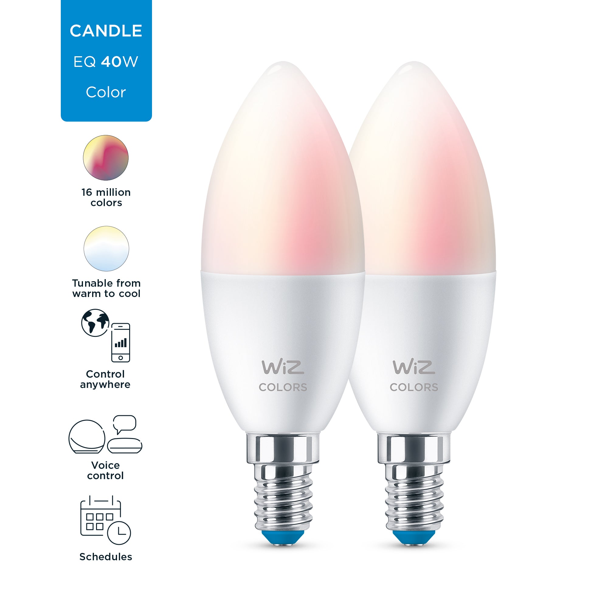 WIZ WI-FI BLE 40W C37 E14 922-65 RGB 2PF