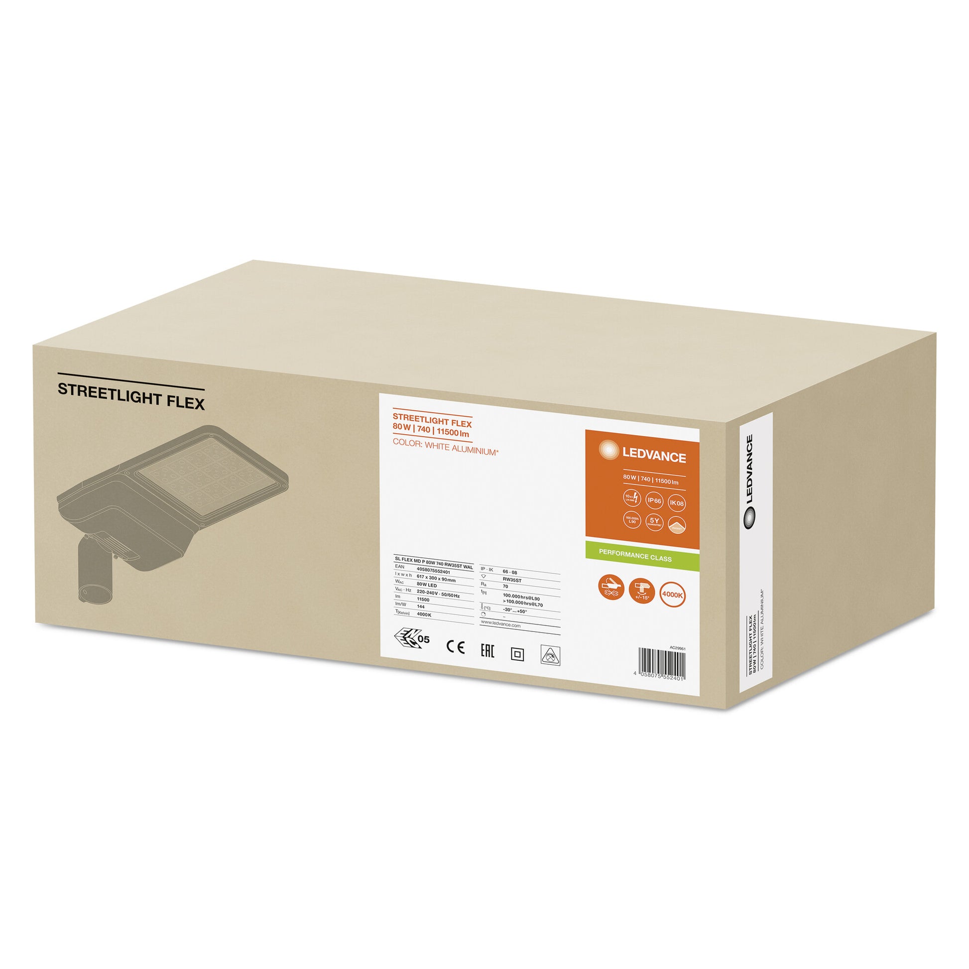 STREETLIGHT FLEX 80W/11500LM/840 RW35ST