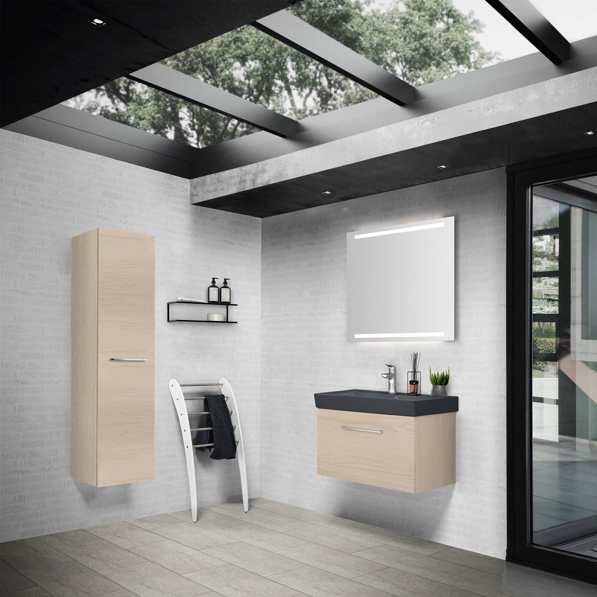 Dansani Mido Spejl 70x80 cm med integreret LED lys i top / bund