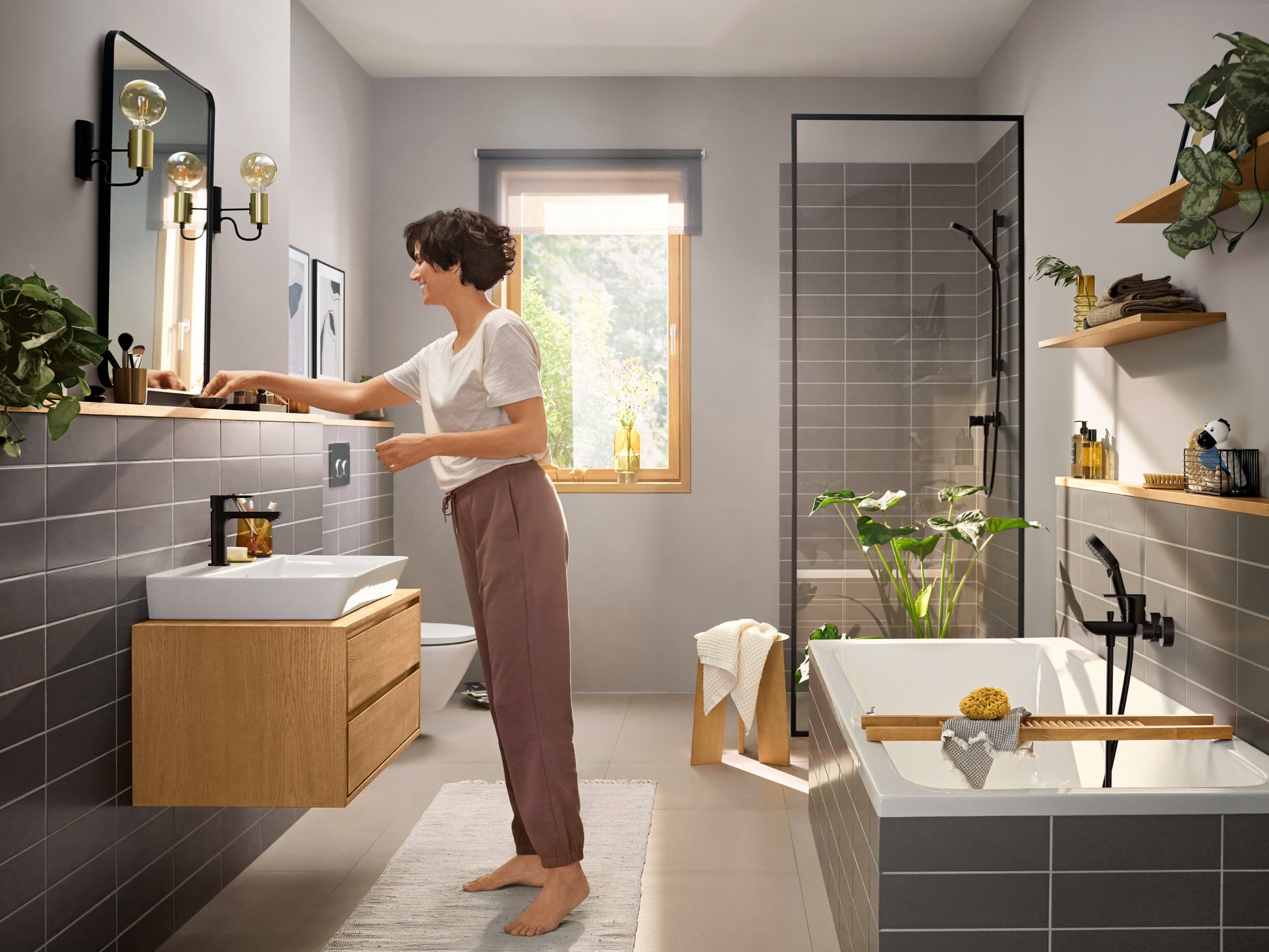 Hansgrohe Rebris E kar-/brusearmatur, mat sort