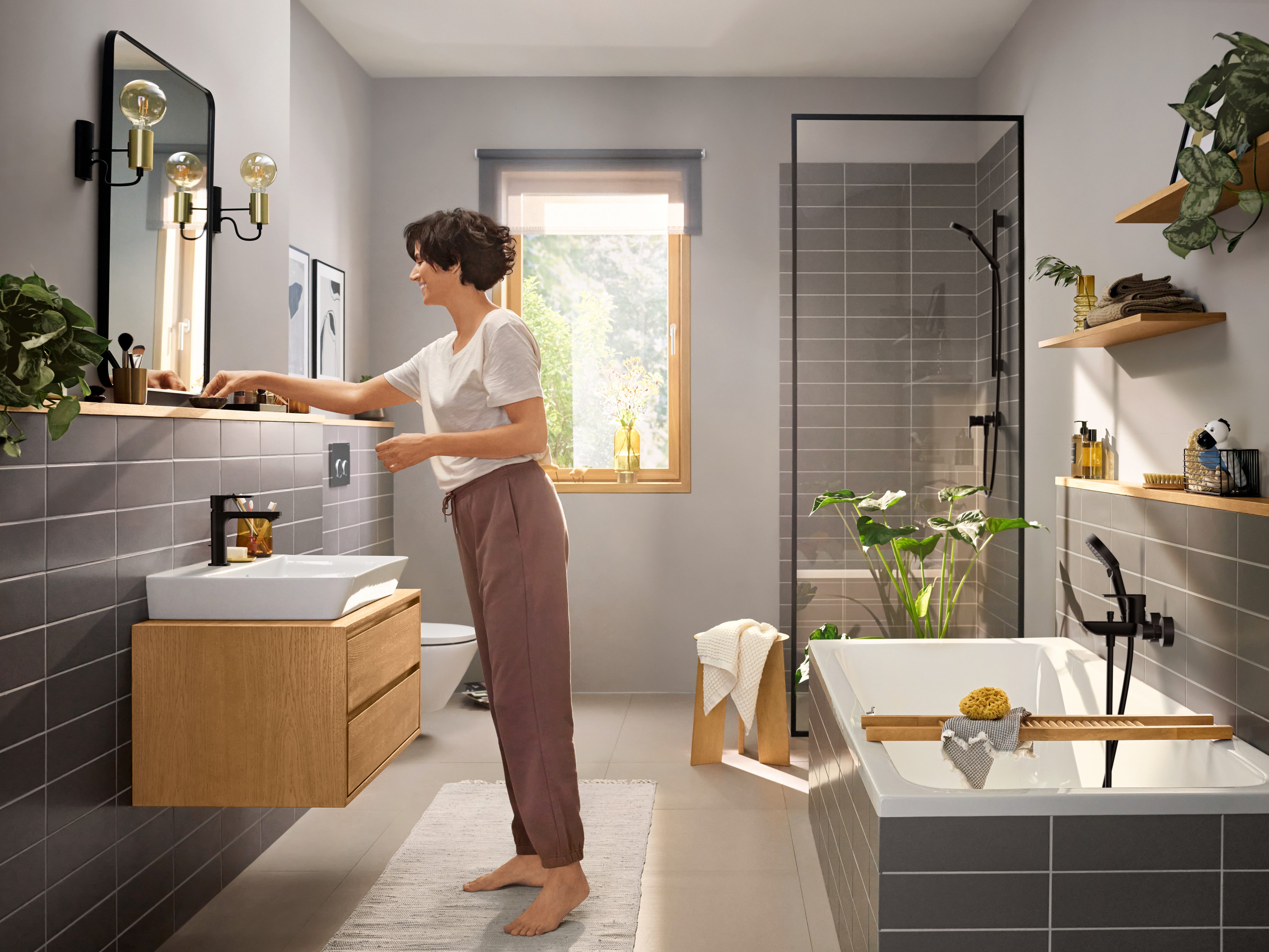 Hansgrohe Rebris E kar-/brusearmatur, mat sort
