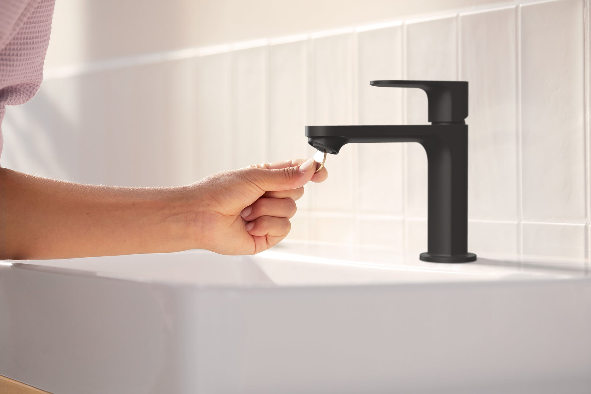 Hansgrohe Rebris S håndvaskarmatur 110 CoolStart uden BV, mat sort