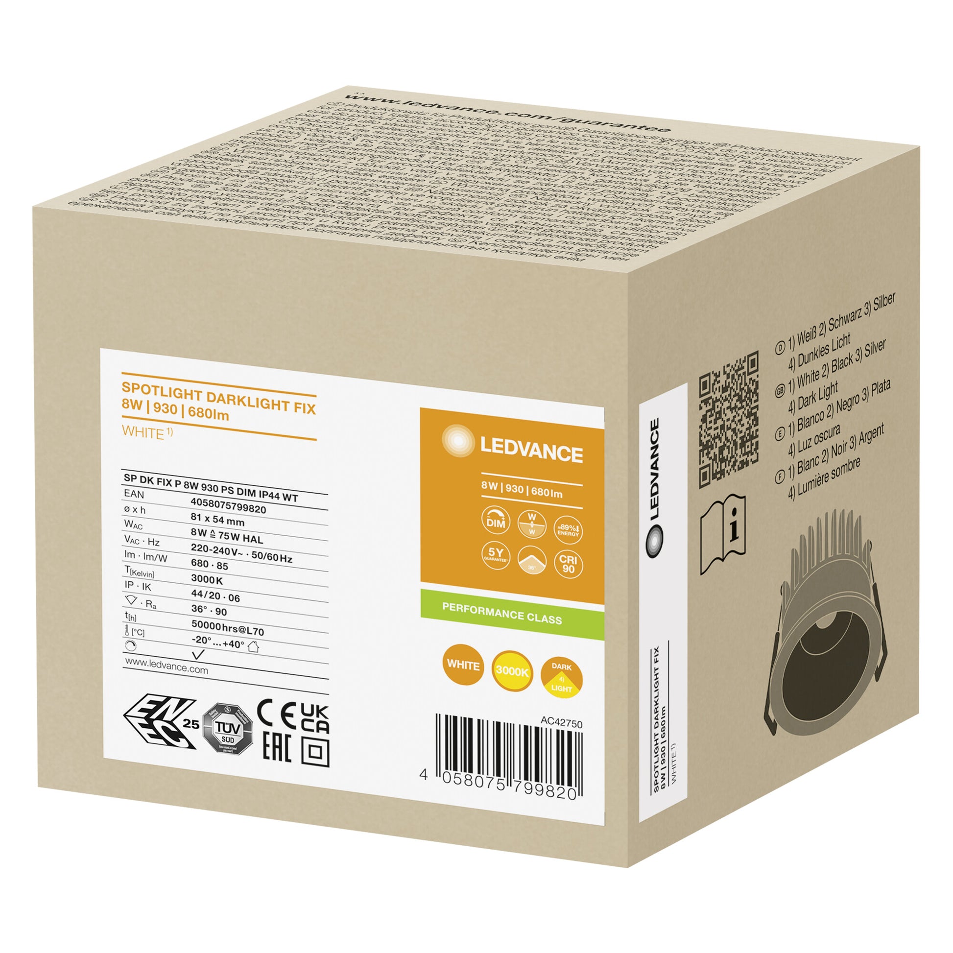 SPOT DARKLIGHT PS DIM 8W/930 HVID IP44