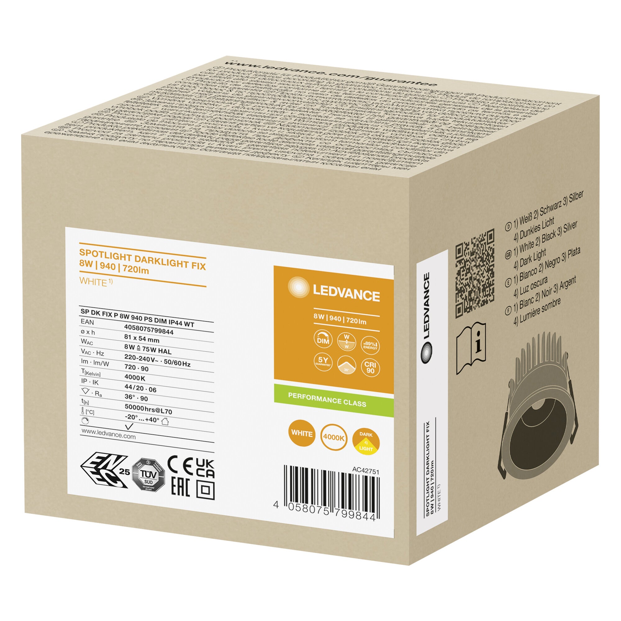 SPOT DARKLIGHT PS DIM 8W/940 HVID IP44