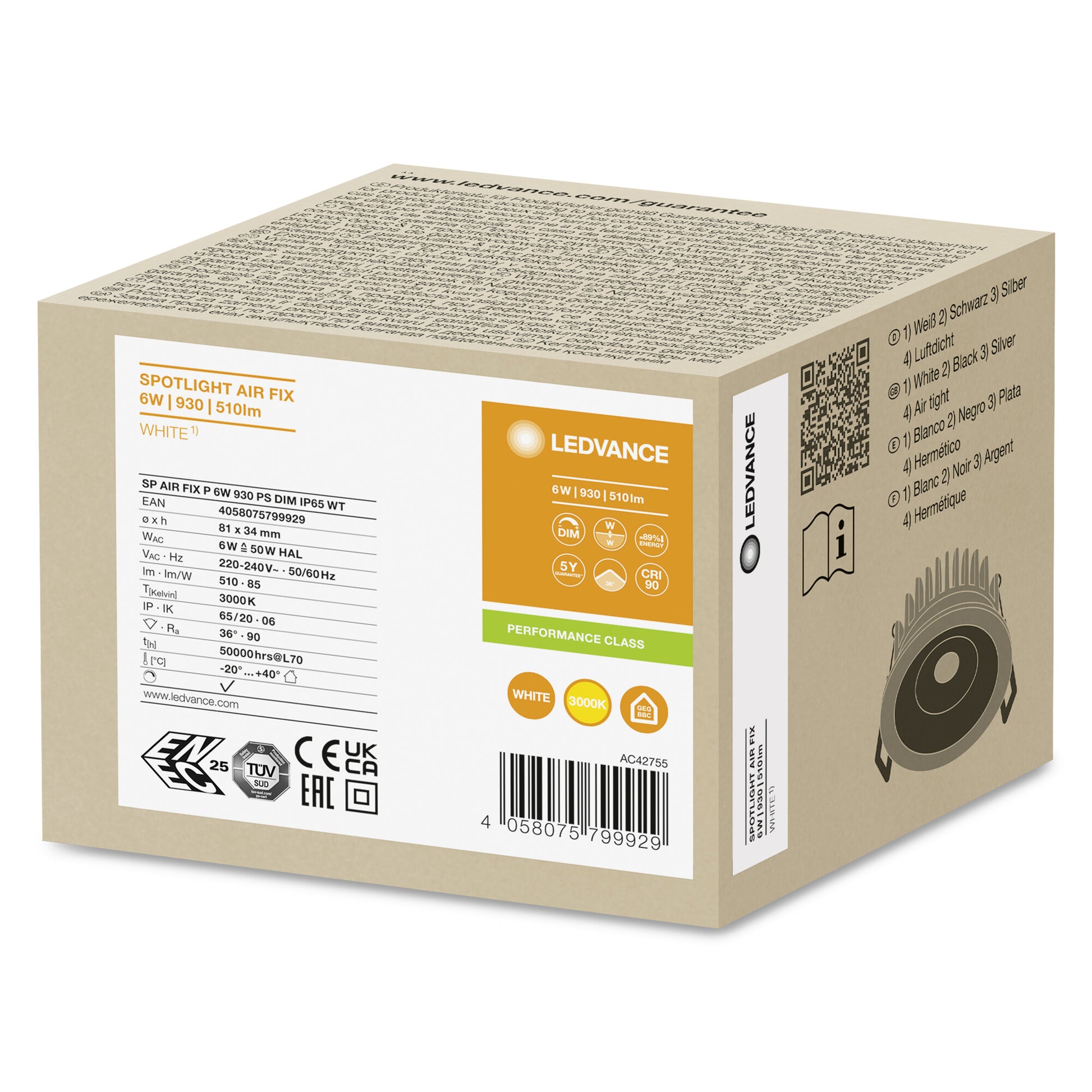 SPOT AIR FIX ML DIM 6W/930 HV IP65