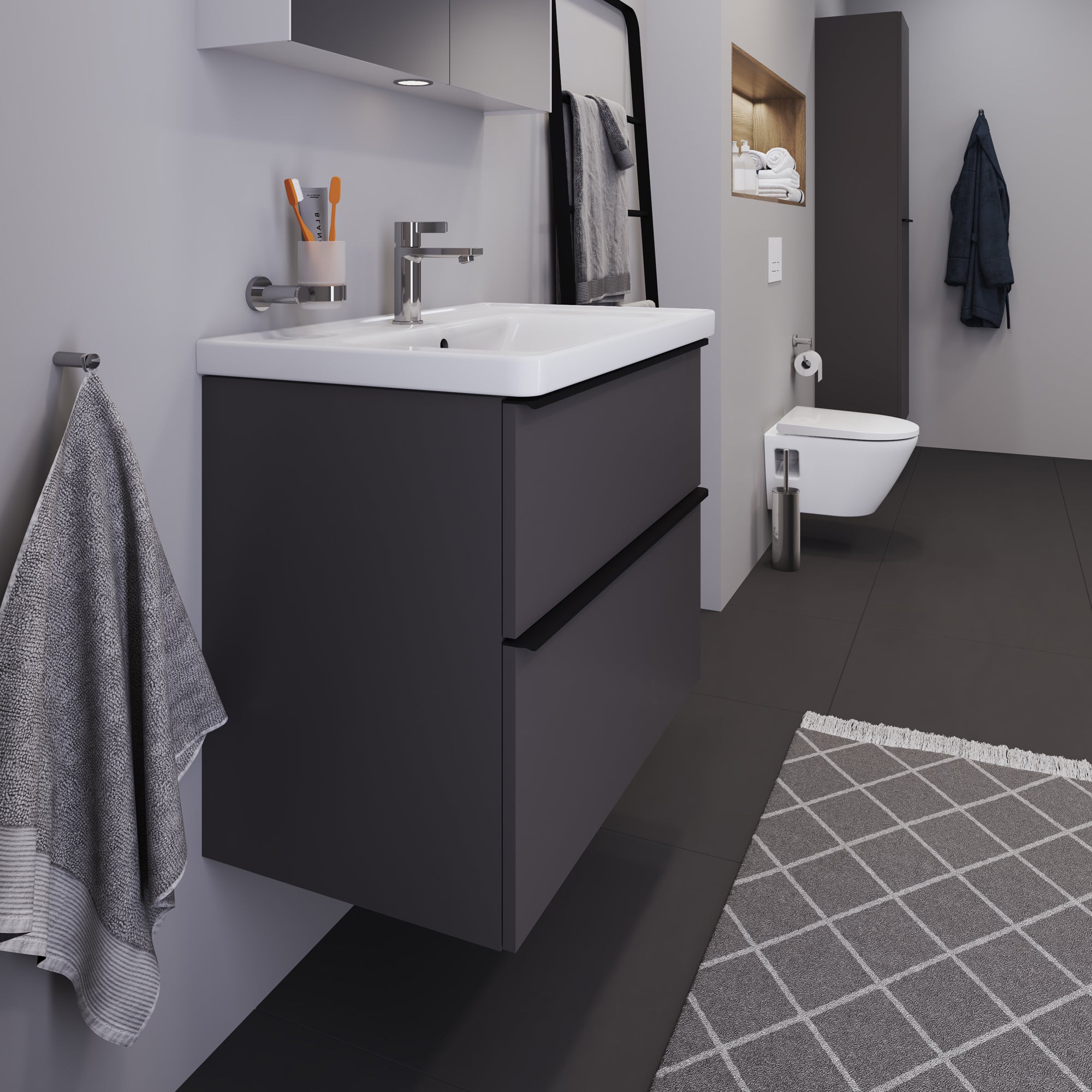 Duravit D-Neo mat grafit møbelsæt 800mm
