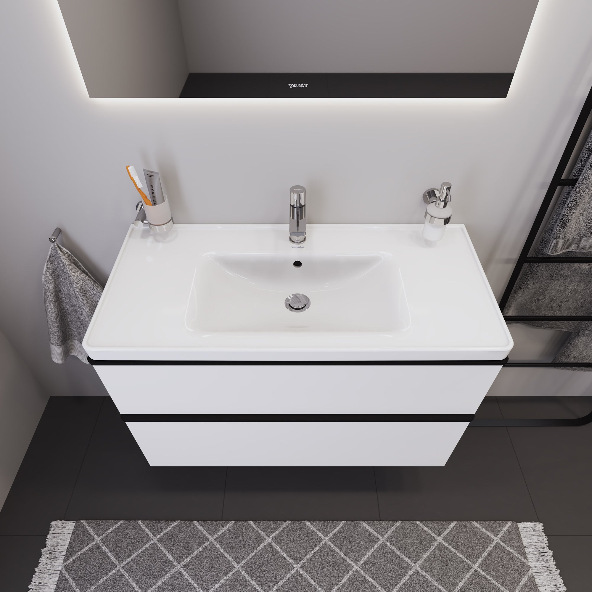 Duravit D-Neo mat hvidt møbelsæt med 2 skuffer, 1000 mm