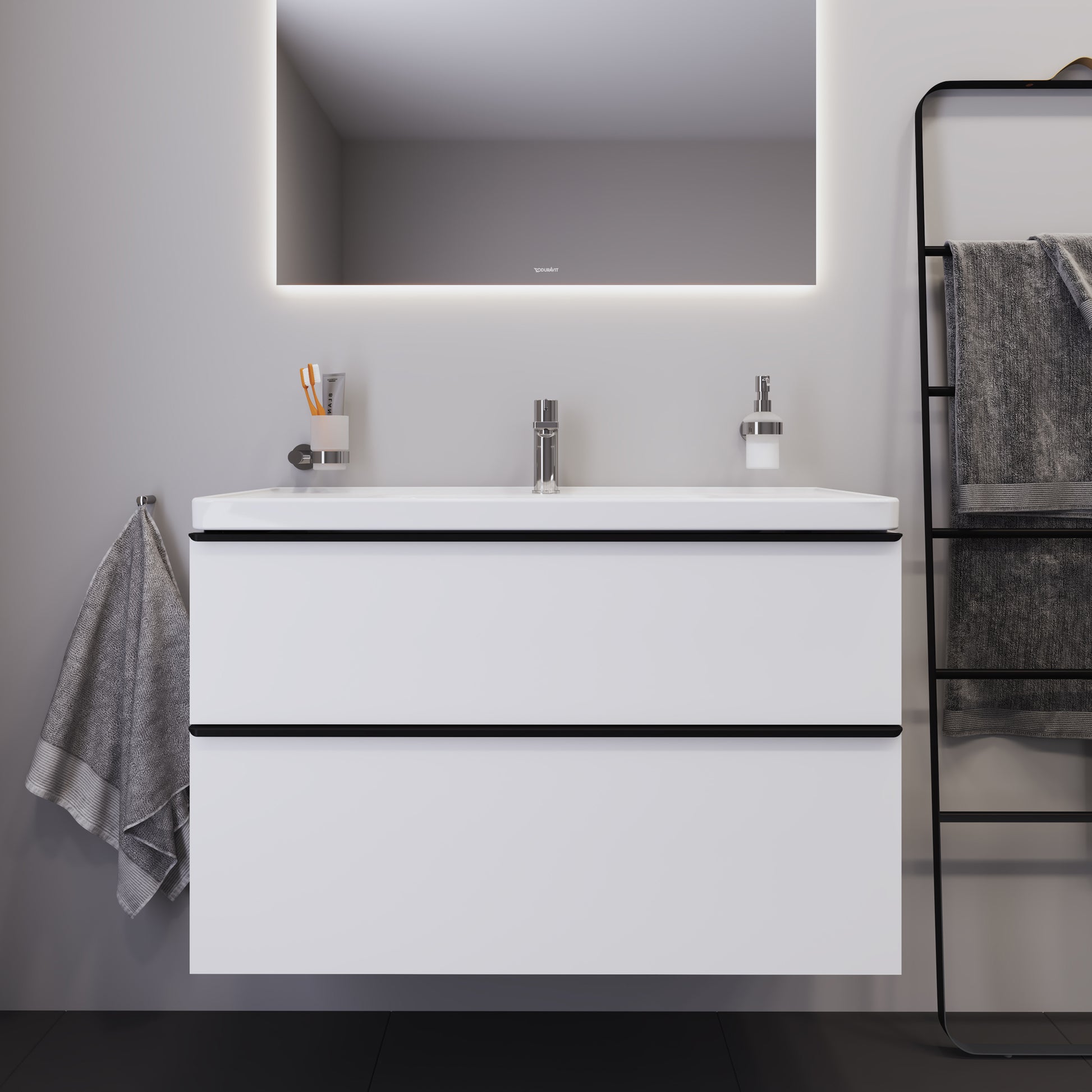 Duravit D-Neo mat hvidt møbelsæt med 2 skuffer, 1000 mm