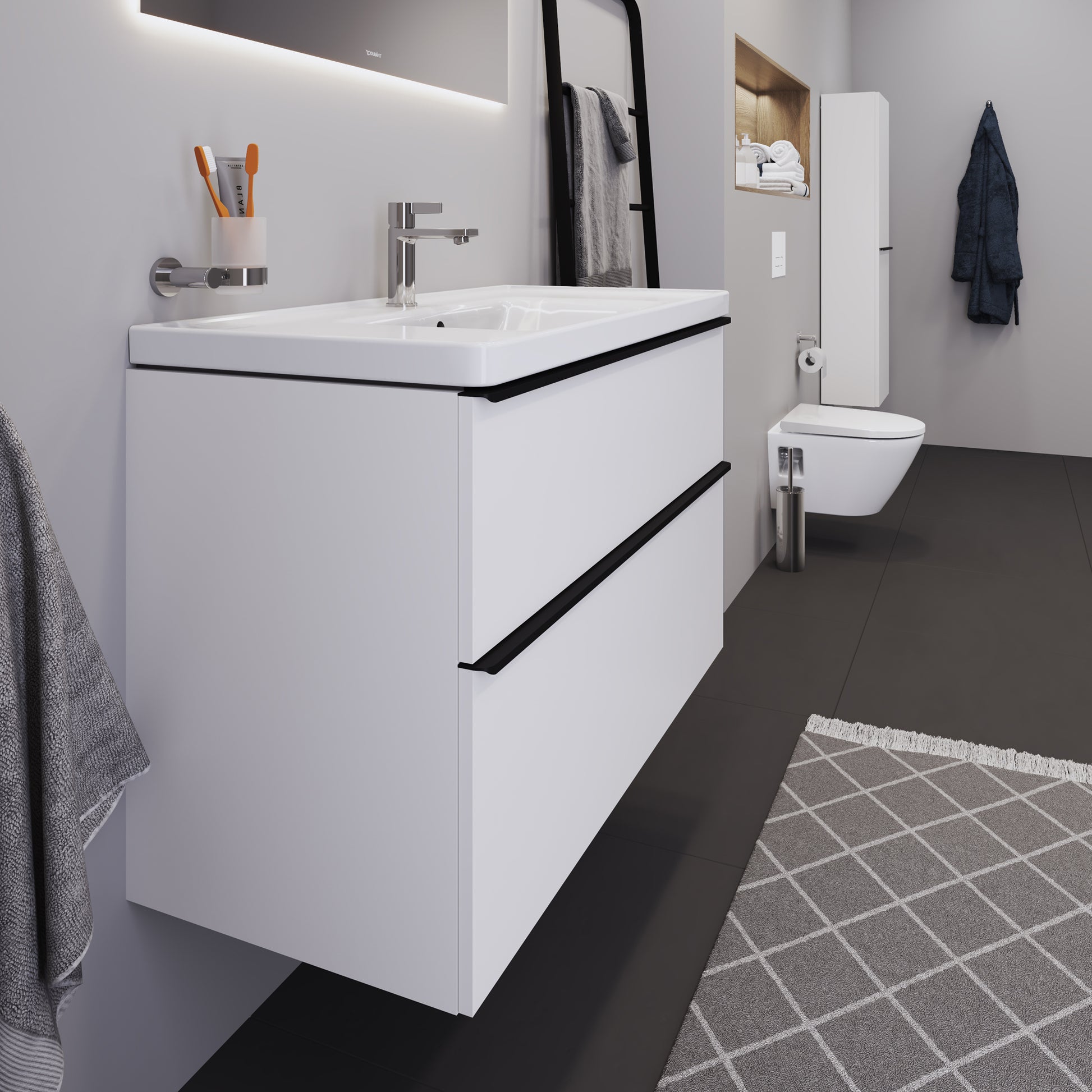 Duravit D-Neo mat hvidt møbelsæt med 2 skuffer, 1000 mm