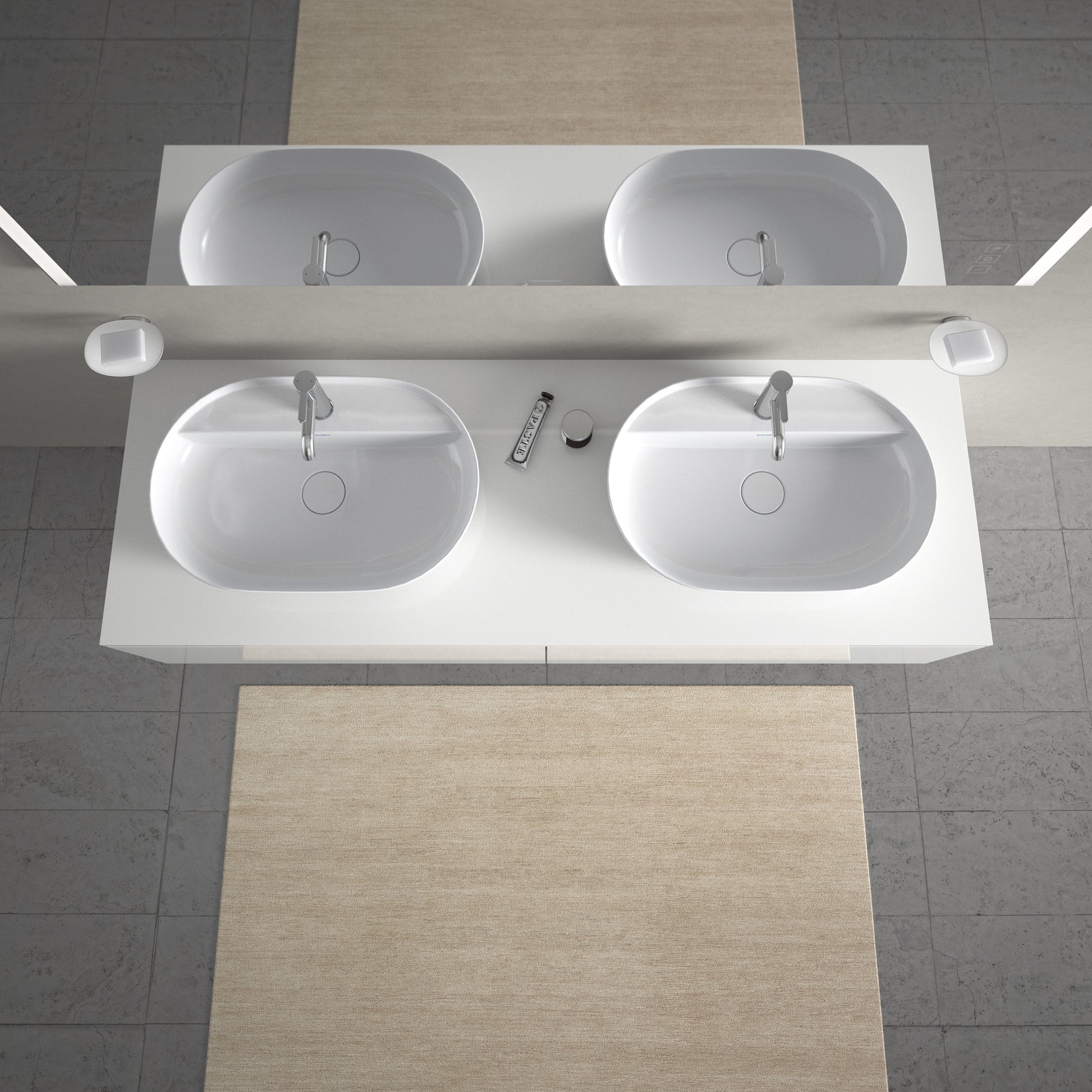 Luv bowle til bord 600x400mm med hanehul uden overløb