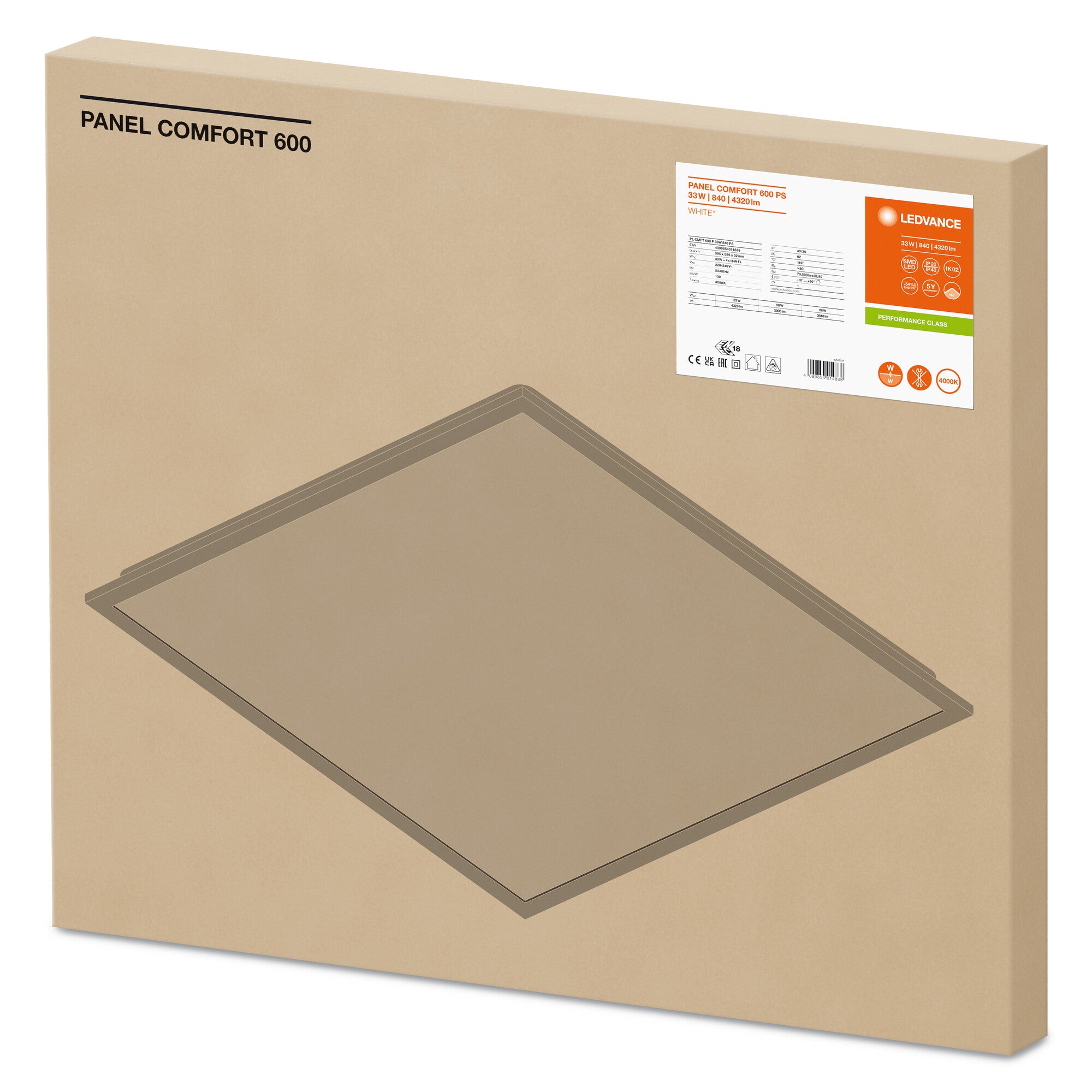 PANEL COMFORT PS CRI80 33W/840 60X60