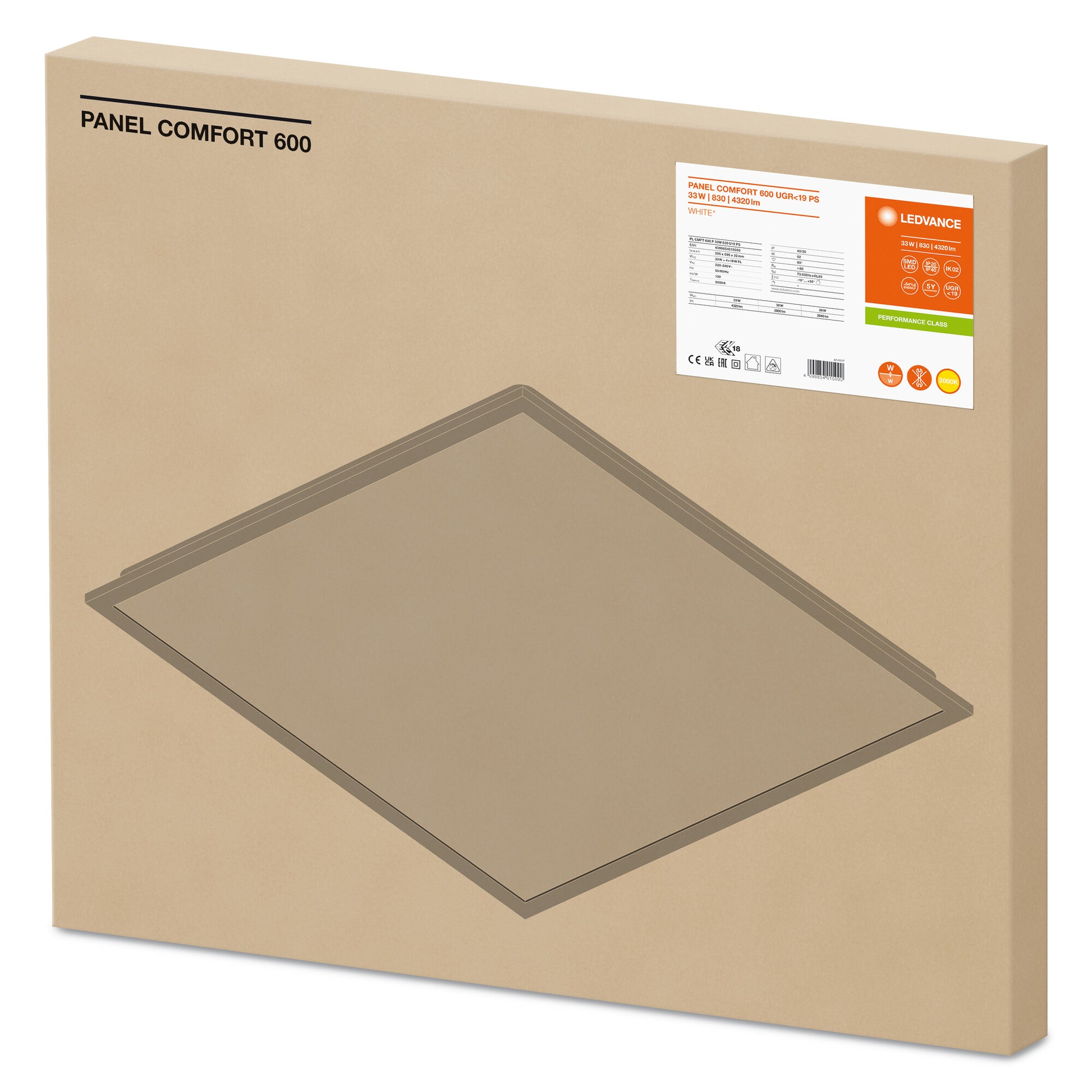 PANEL COMF PS CRI80 33W/830 60X60 UGR19