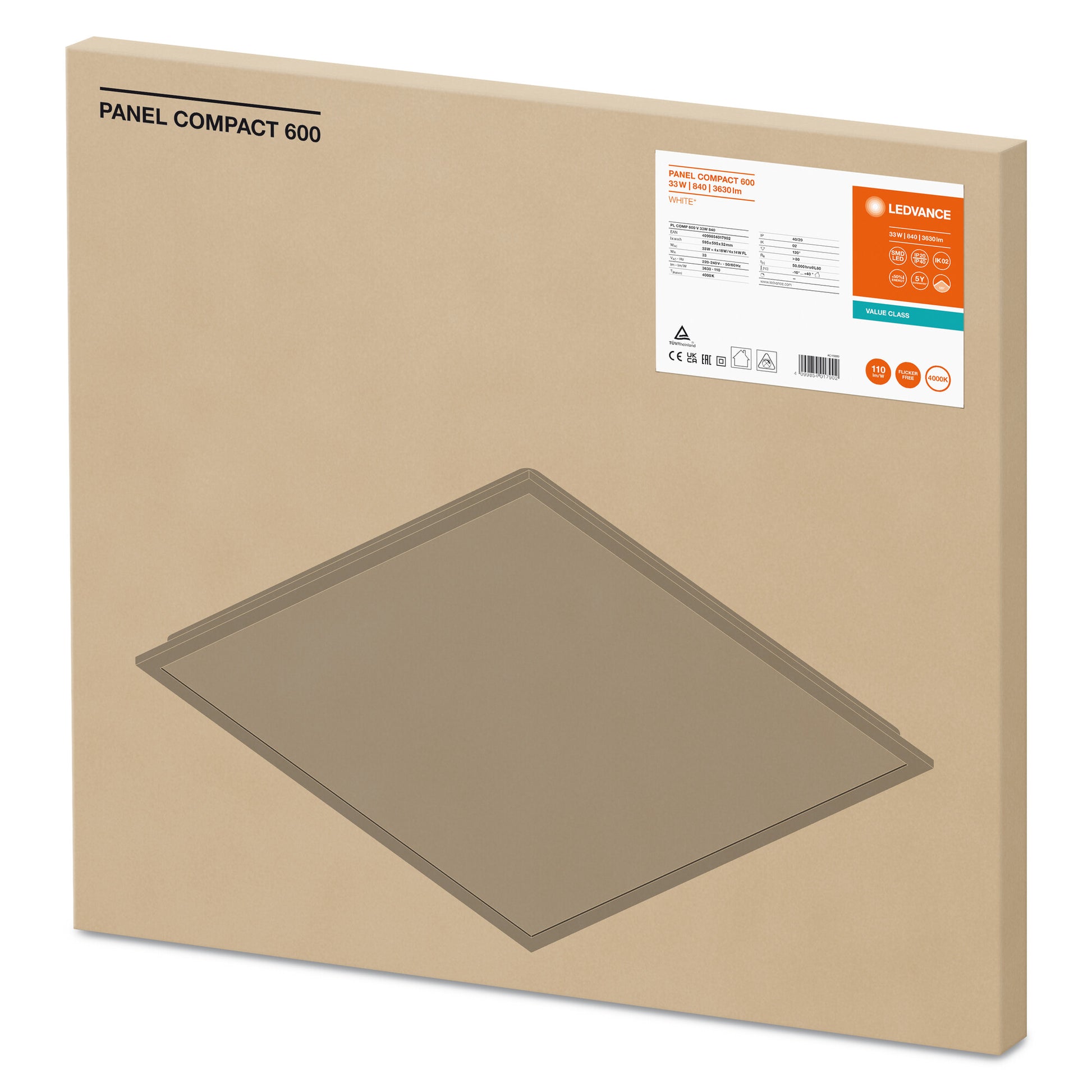 PANEL COMPACT CRI80 33W/840 60X60