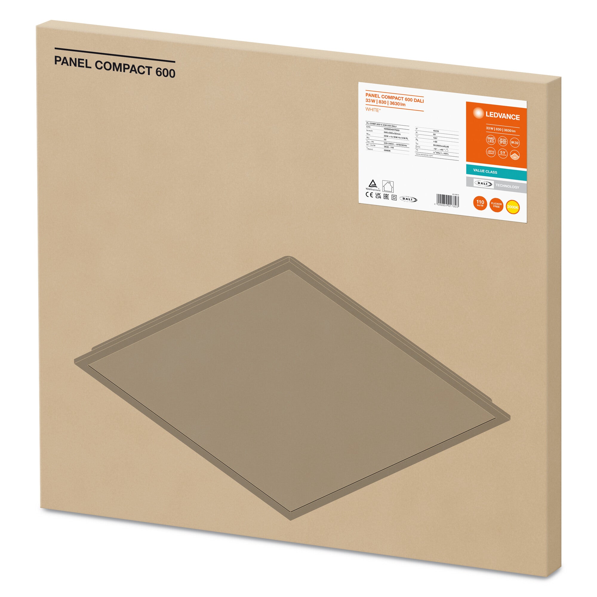 PANEL COMP DALI CRI80 33W/830 60X60