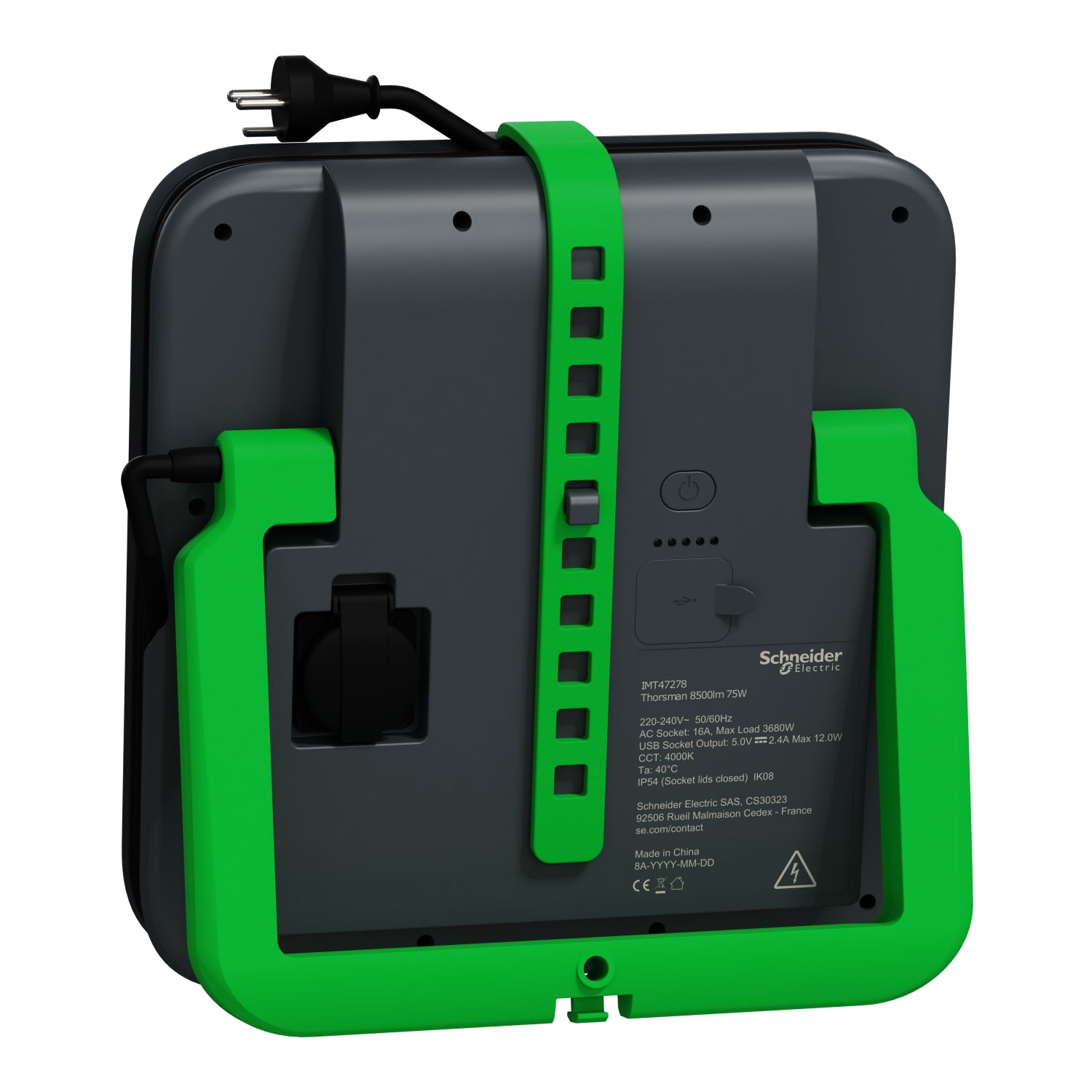 ARBEJDSLAMPE 8500LM 75W 1UDT 2USB IP54