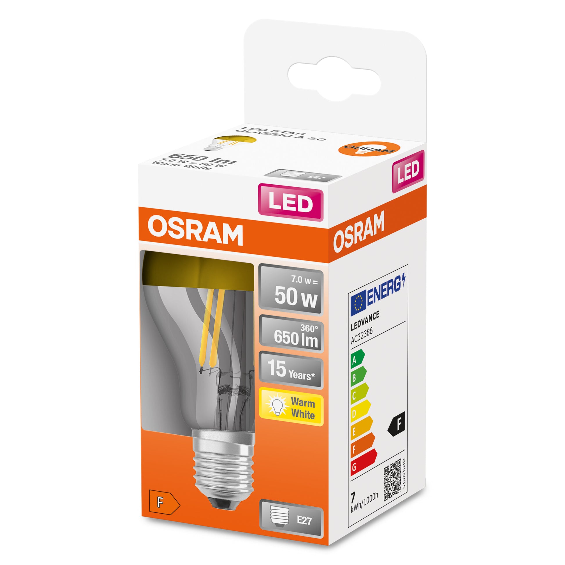 LED Standard topforspejlet filament 7W 827 650 lumen E27, guld